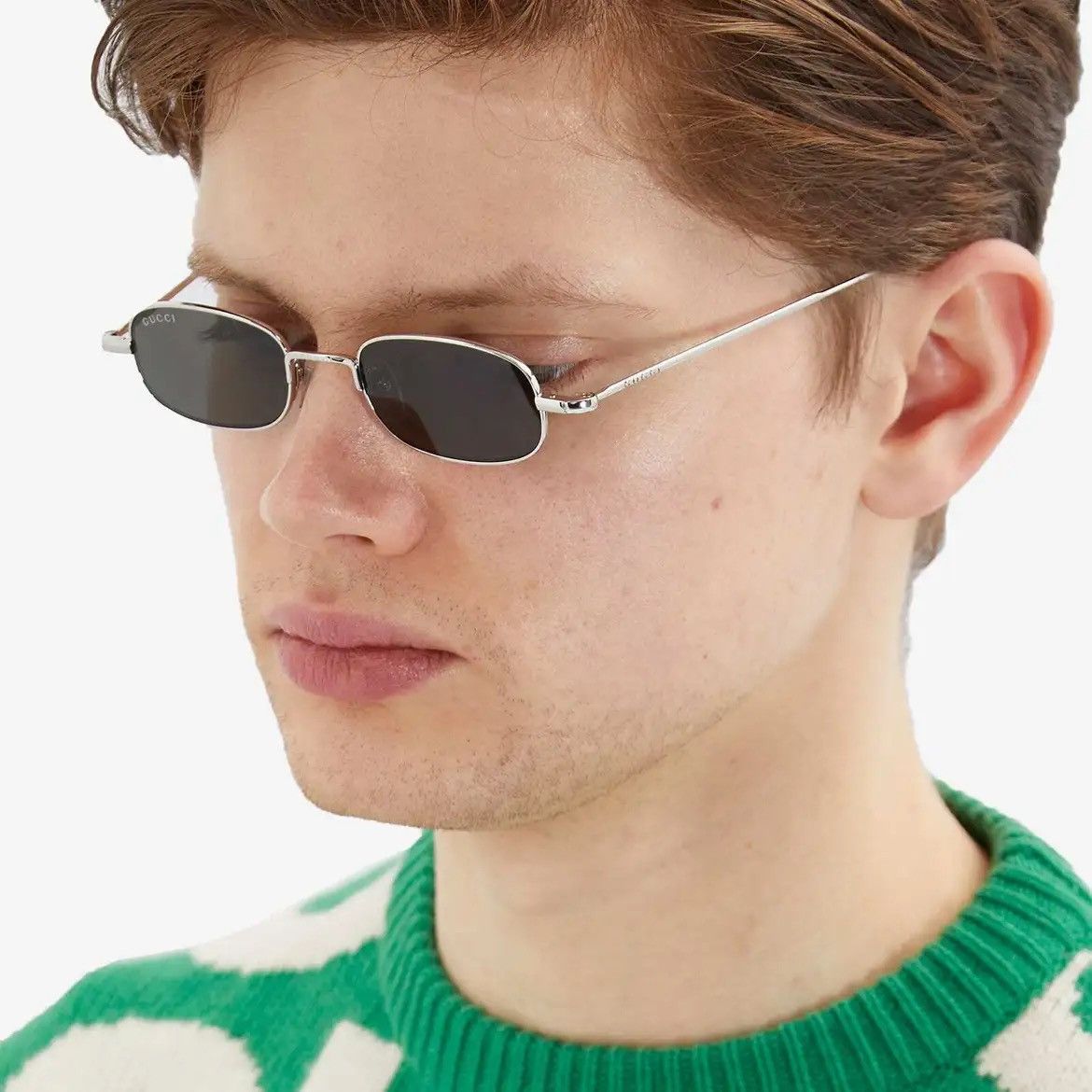 image of New Gg1648S 008 Gucci Silver Metal Grey Unisex Sunglasses, Men's
