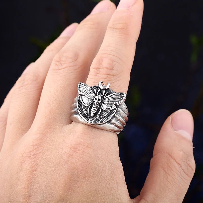 Japanese Brand × Jewelry × Vintage Head Skull Moth Luxury Butterfly Ring Size ONE SIZE - 5 Thumbnail