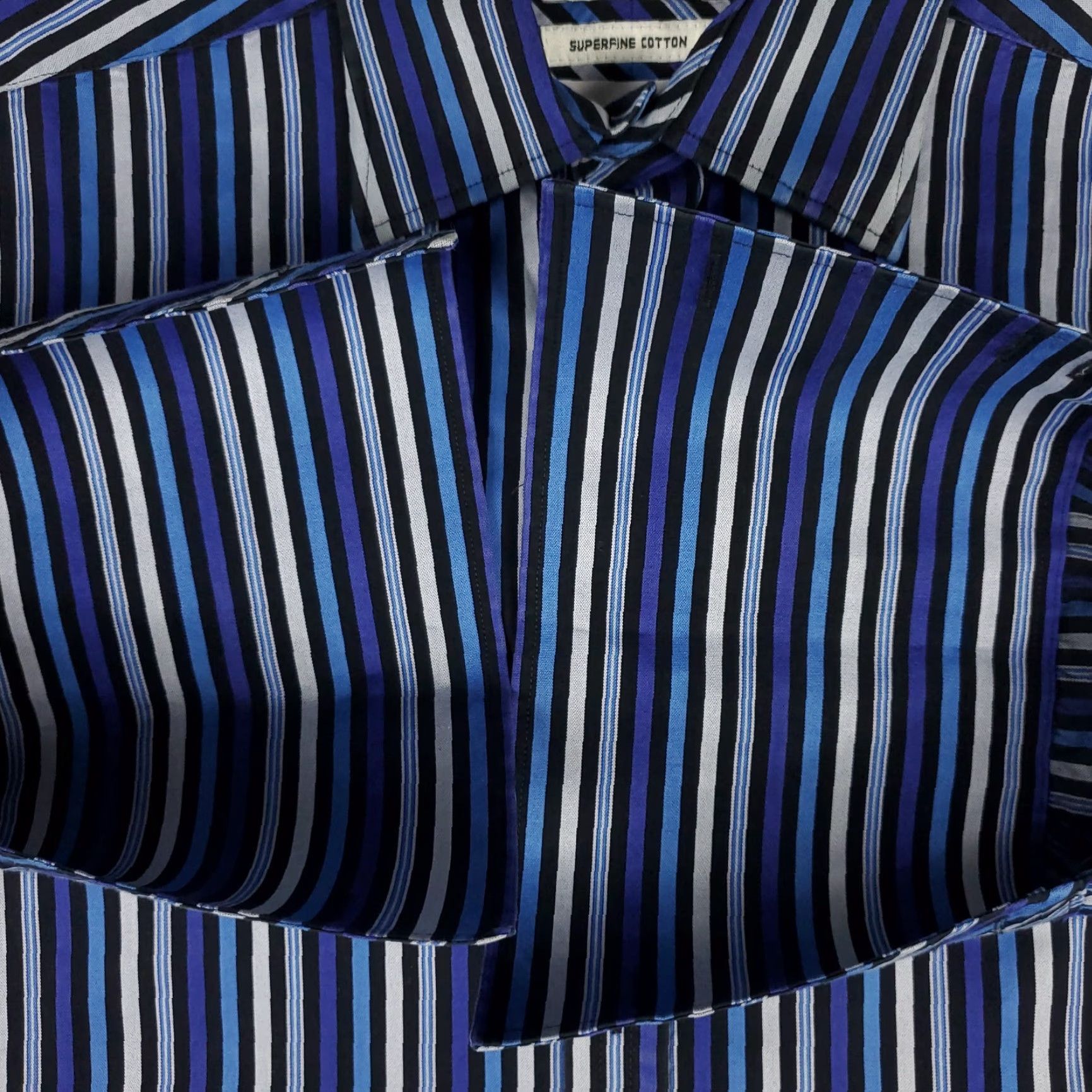 Ted Baker Ted Baker Dress Shirt Men's 16 Blue Striped French Cuff Button-Up Regular Fit Size 42R - 3 Thumbnail