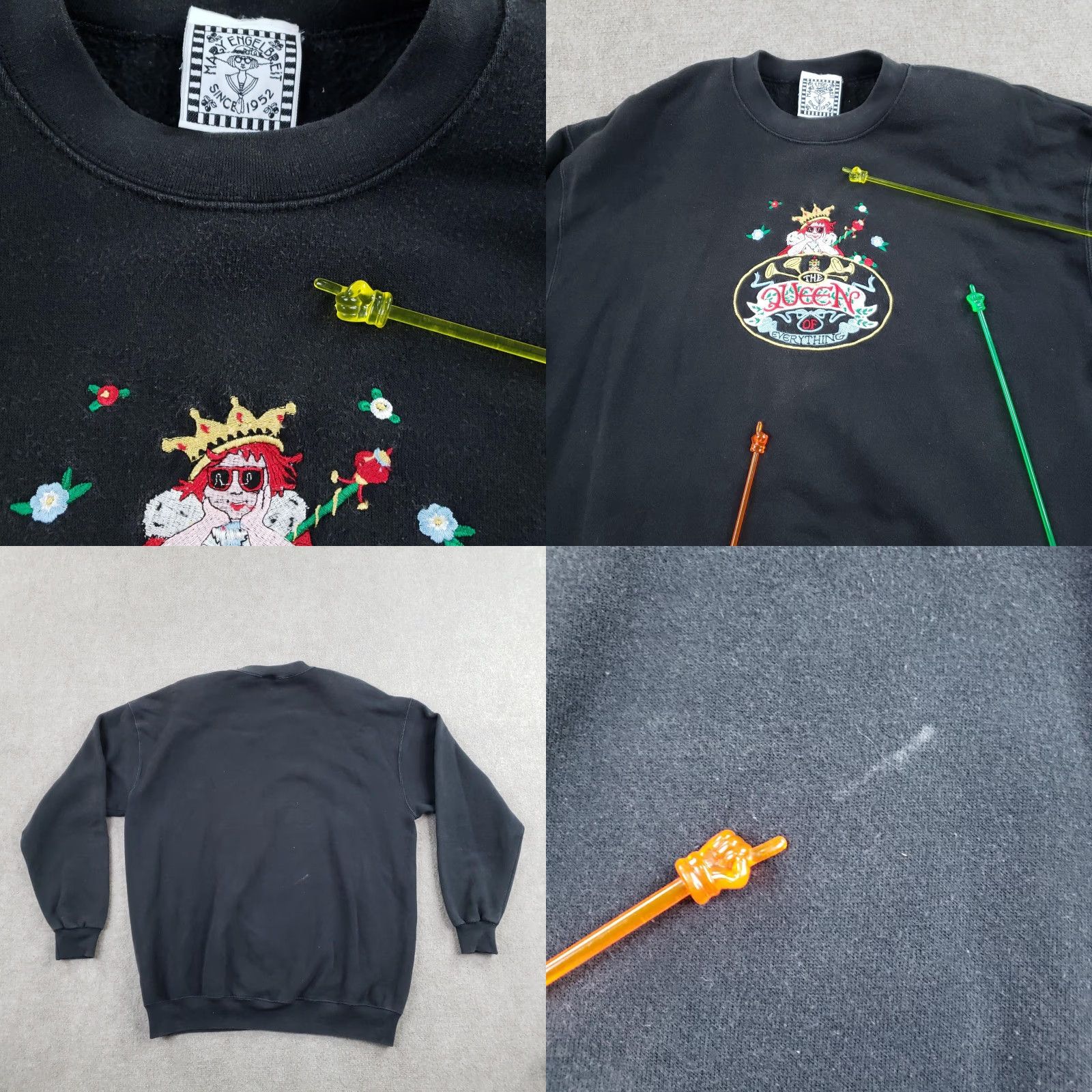 Vintage VINTAGE Mary Engelbreit Sweatshirt Womens XL Black Crewneck Queen of Everything Size XL / US 12-14 / IT 48-50 - 9 Thumbnail
