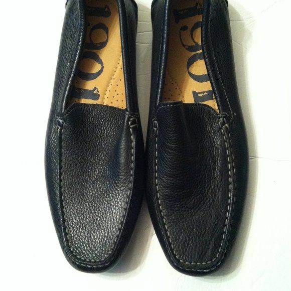 1901 1901 MENS NEW BLACK LEATHER SLIP-ON LOAFERS SIZE: 10M Size US 10 / EU 43 - 1 Thumbnail