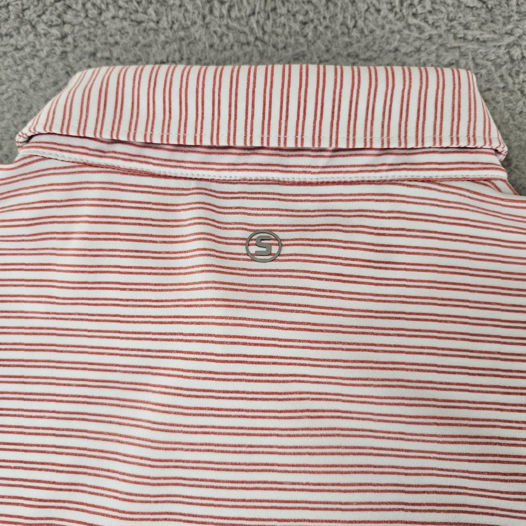 Vintage Stitch Polo Shirt Mens L White Red Stripe Stretch Short Sleeve 3 Button Golf Shirt Size US L / EU 52-54 / 3 - 7 Thumbnail