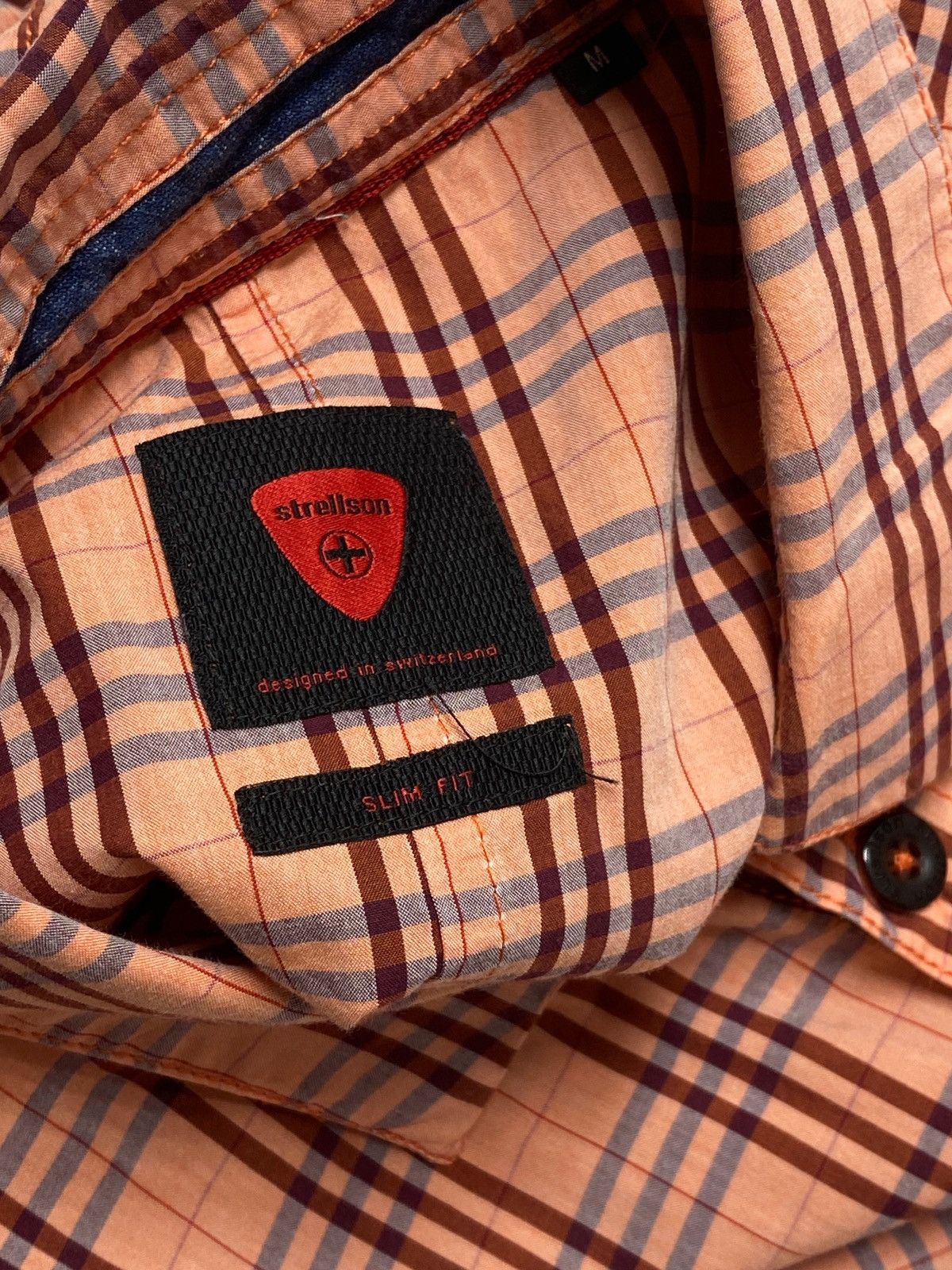 Strellson Vintage STRELLSON Orange Checkered Button Up Shirt y2k Size US M / EU 48-50 / 2 - 4 Thumbnail