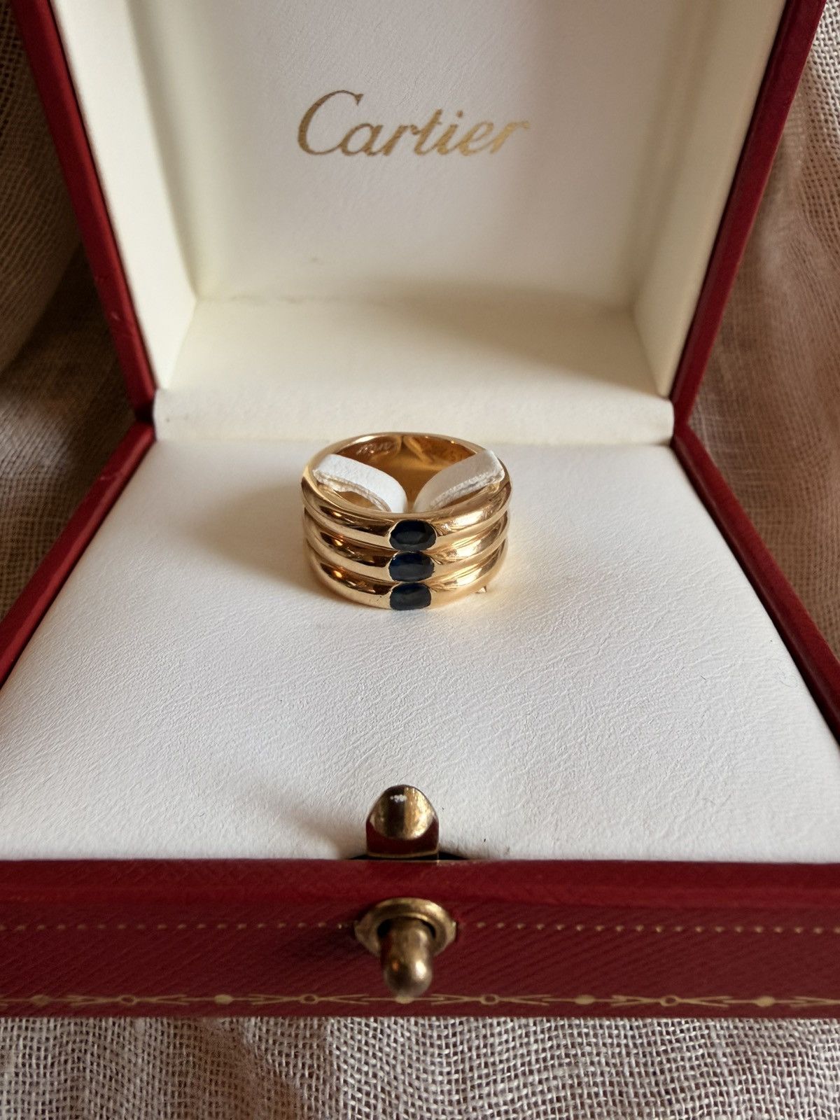Cartier Cartier Vintage Ellipse 3Row Sapphire Ring (18K Yellow Gold) Size ONE SIZE - 2 Thumbnail