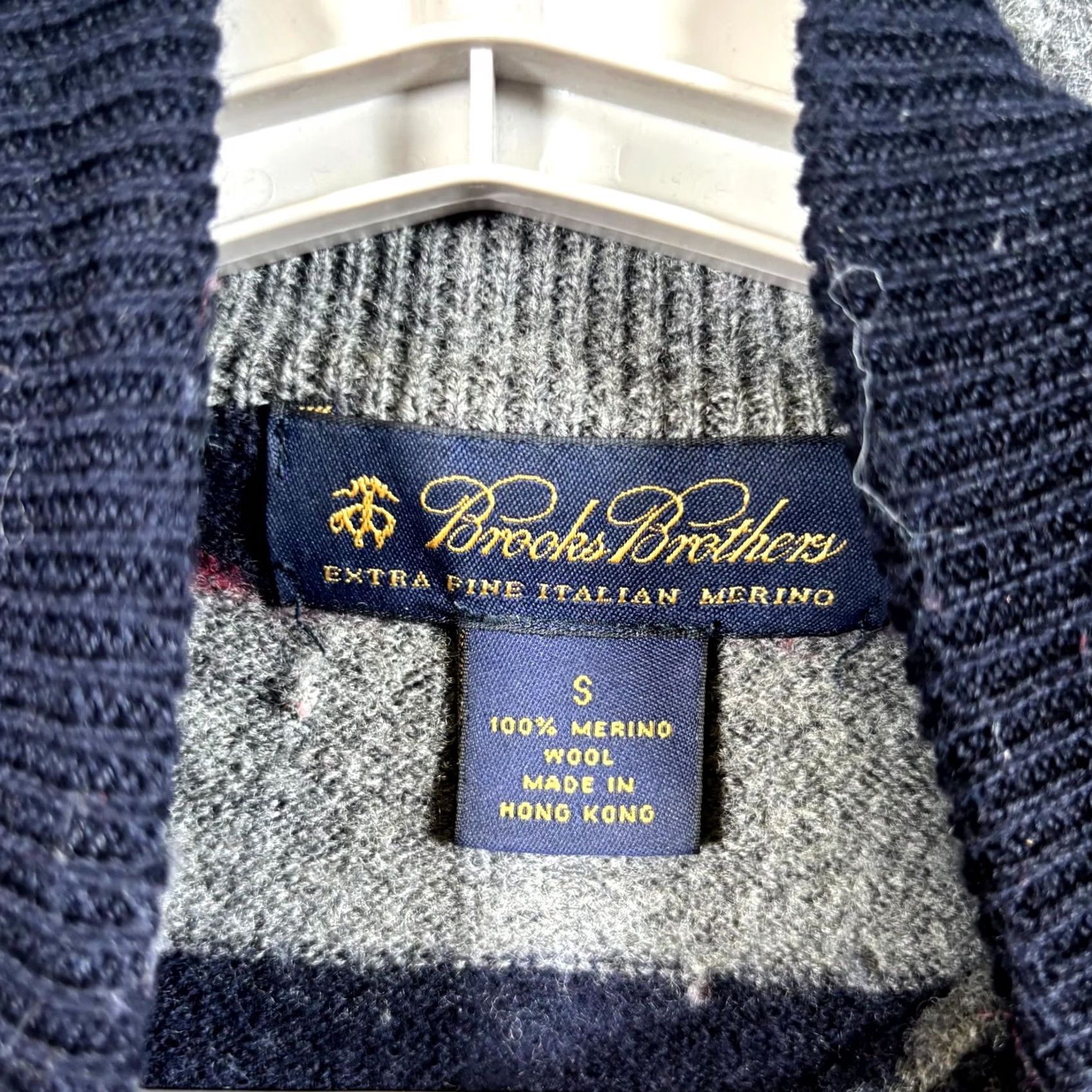 Brooks Brothers Brooks Brothers Sweater Mens S Navy Gray Striped 100% Merino Wool 1/4 Zip Cozy Size US S / EU 44-46 / 1 - 3 Thumbnail