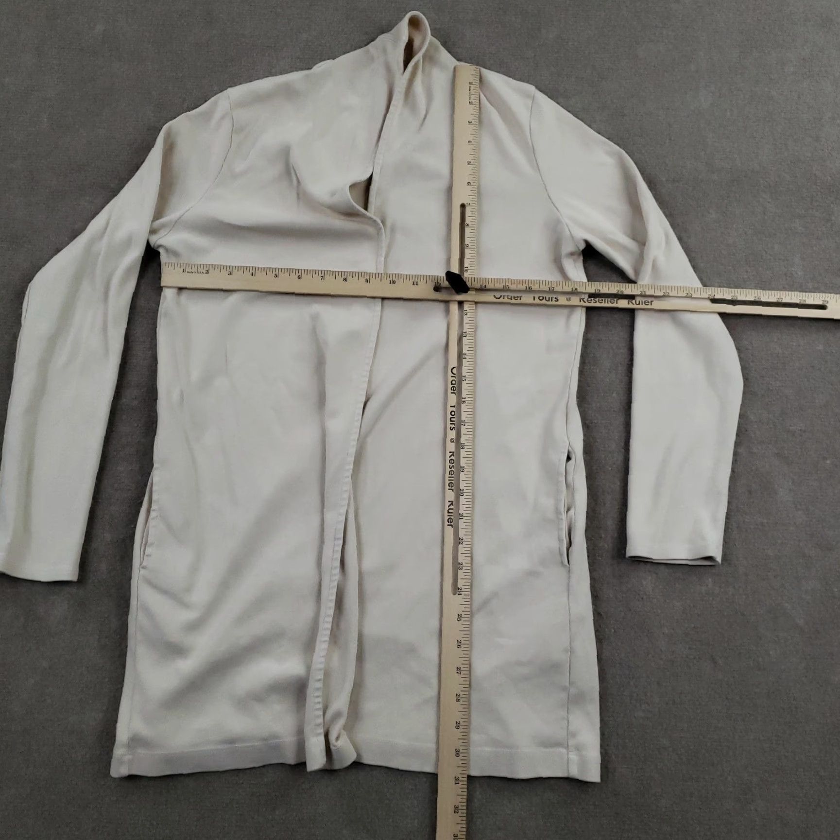 GRP VINTAGE GPR1 Cardigan Sweater Womens XS Beige Cotton Open Front Longline Pockets USA Size XS / US 0-2 / IT 36-38 - 2 Thumbnail