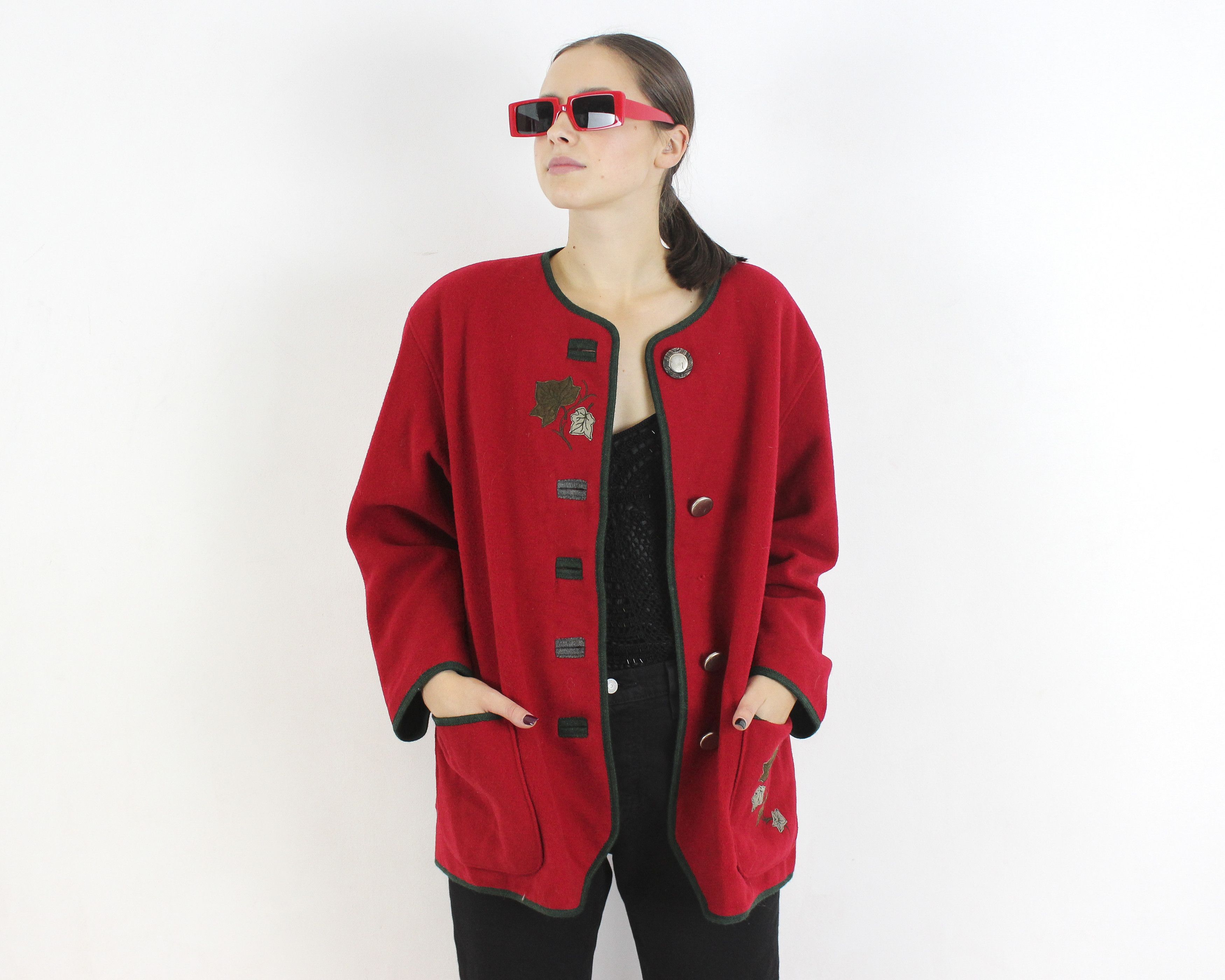 Vintage H Moser Trachten Women L EU 42 Cardigan Blazer Jumper Jacket Size L / US 10 / IT 46 - 2 Thumbnail