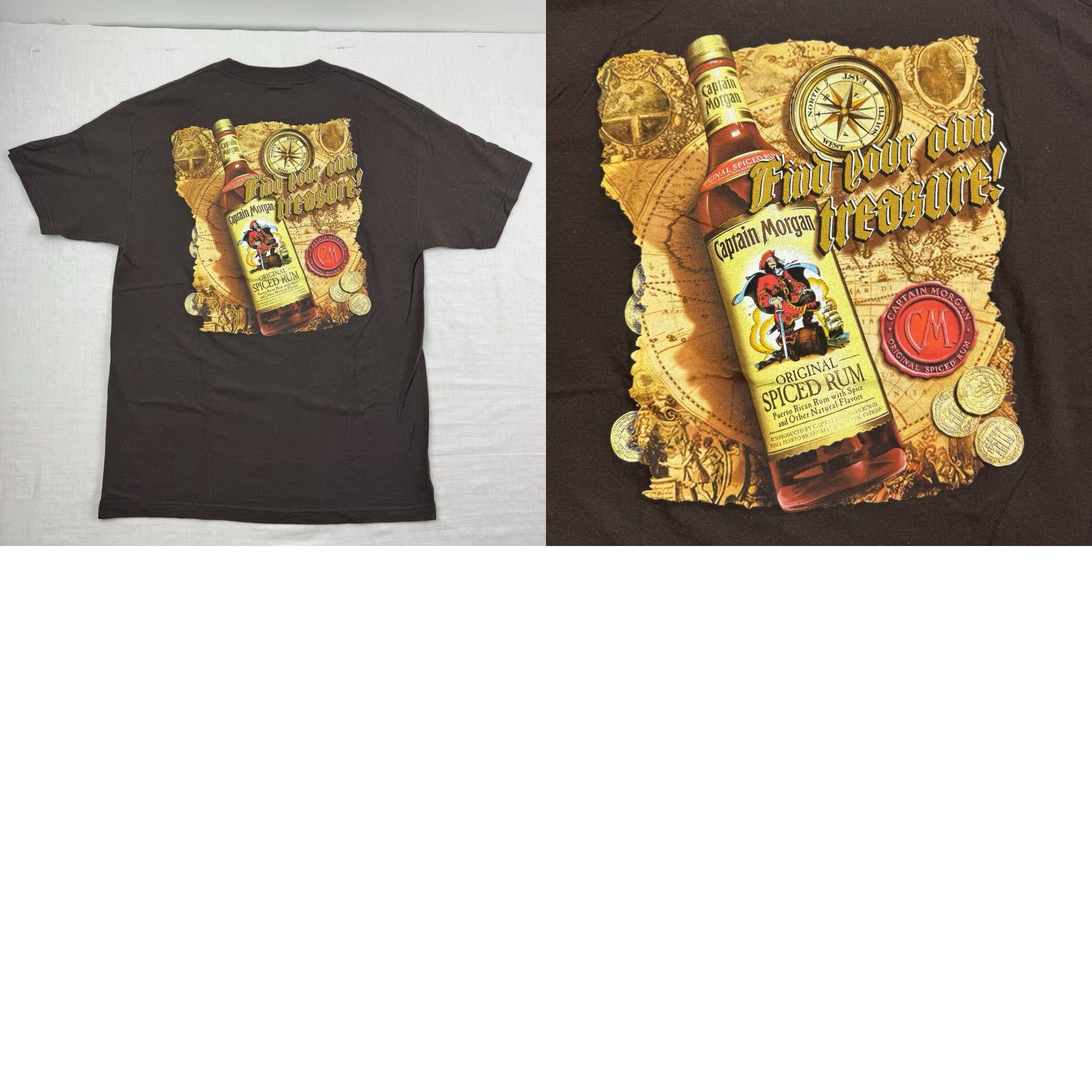 Vintage Captain Morgan T Shirt Adult Large Brown Graphic Print Crew Neck Short Sleeve Vintage Y2K Mens Liquor Drink Size US L / EU 52-54 / 3 - 8 Thumbnail