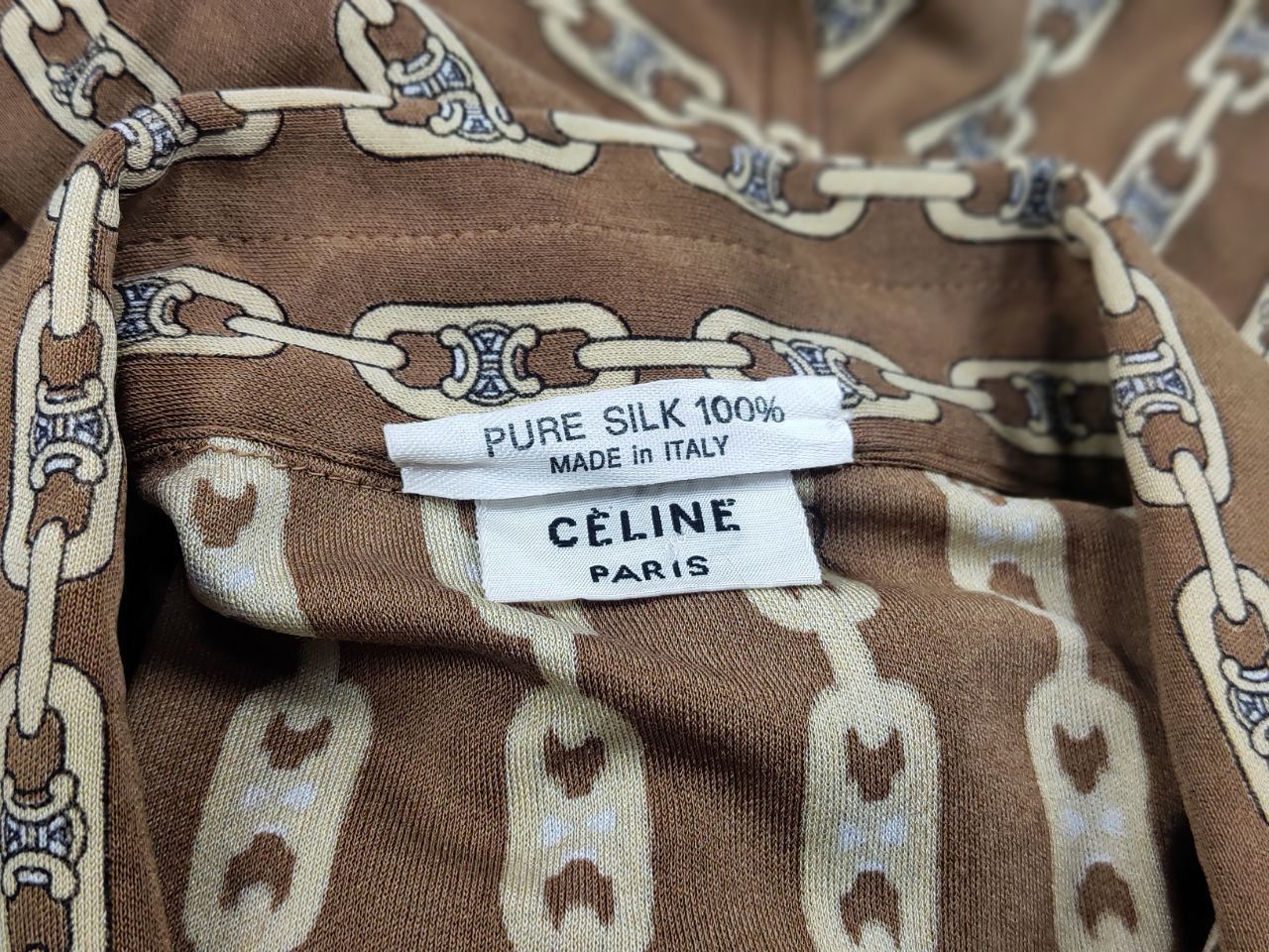 Celine Vintage 70's Celine Pure Silk Monogram Logo Blouse Shirt Size M / US 6-8 / IT 42-44 - 15 Thumbnail