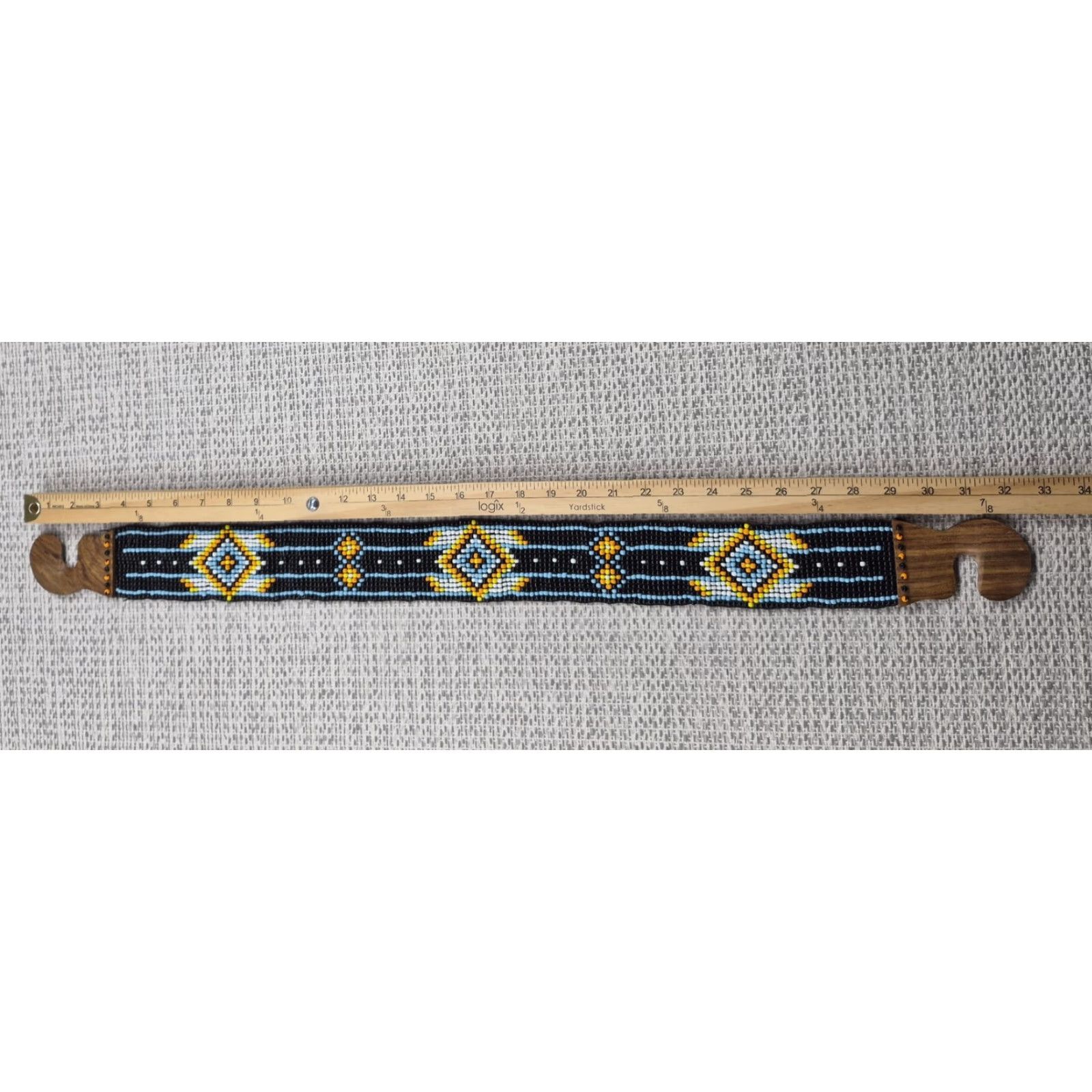 Vintage VINTAGE Southwestern Beaded Belt Womens One Size Stretch Aztec Beads Handmade Size ONE SIZE - 3 Thumbnail