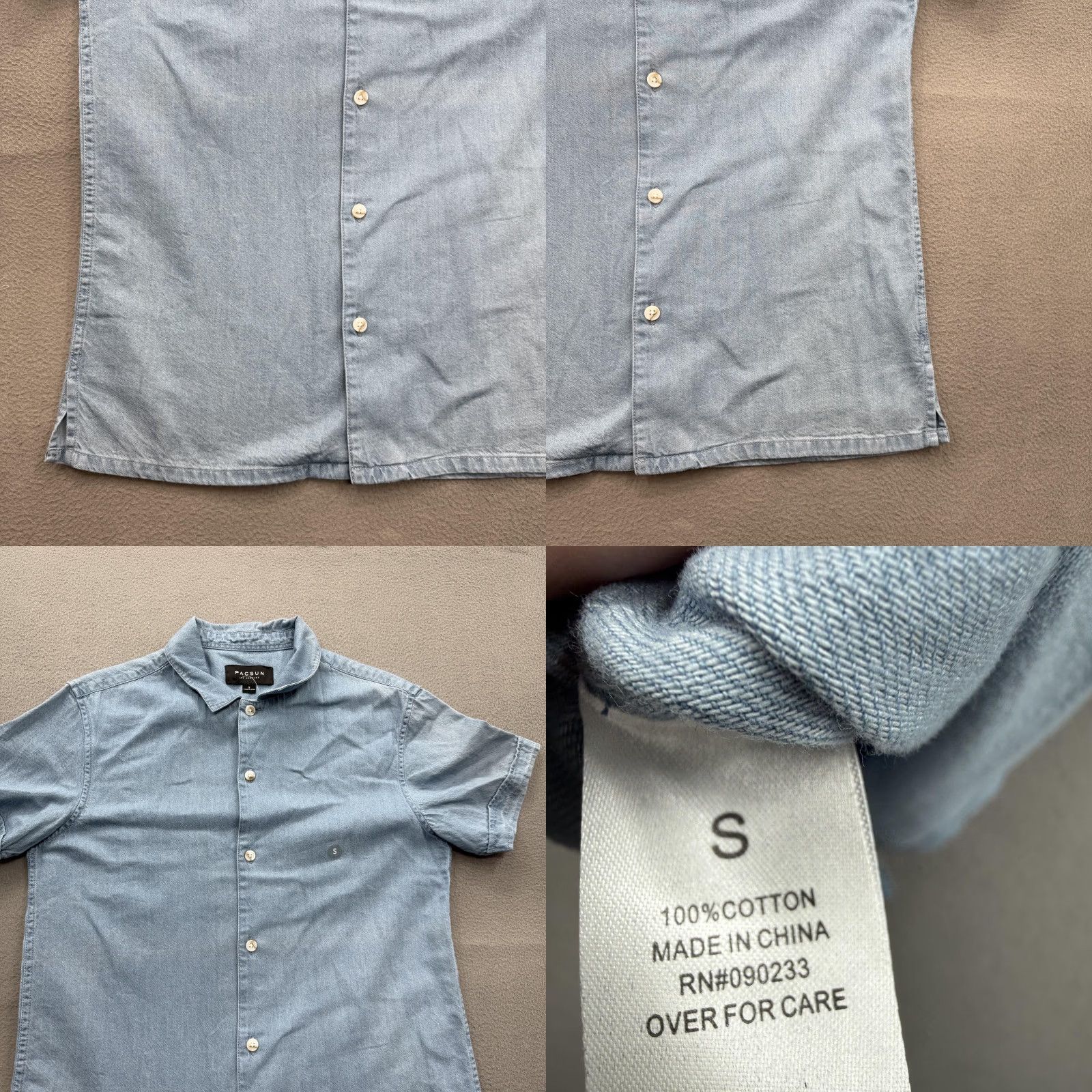 Pacsun PacSun Shirt Mens Small Blue Denim Solid Short Sleeve Button Up Casual Size US S / EU 44-46 / 1 - 8 Thumbnail
