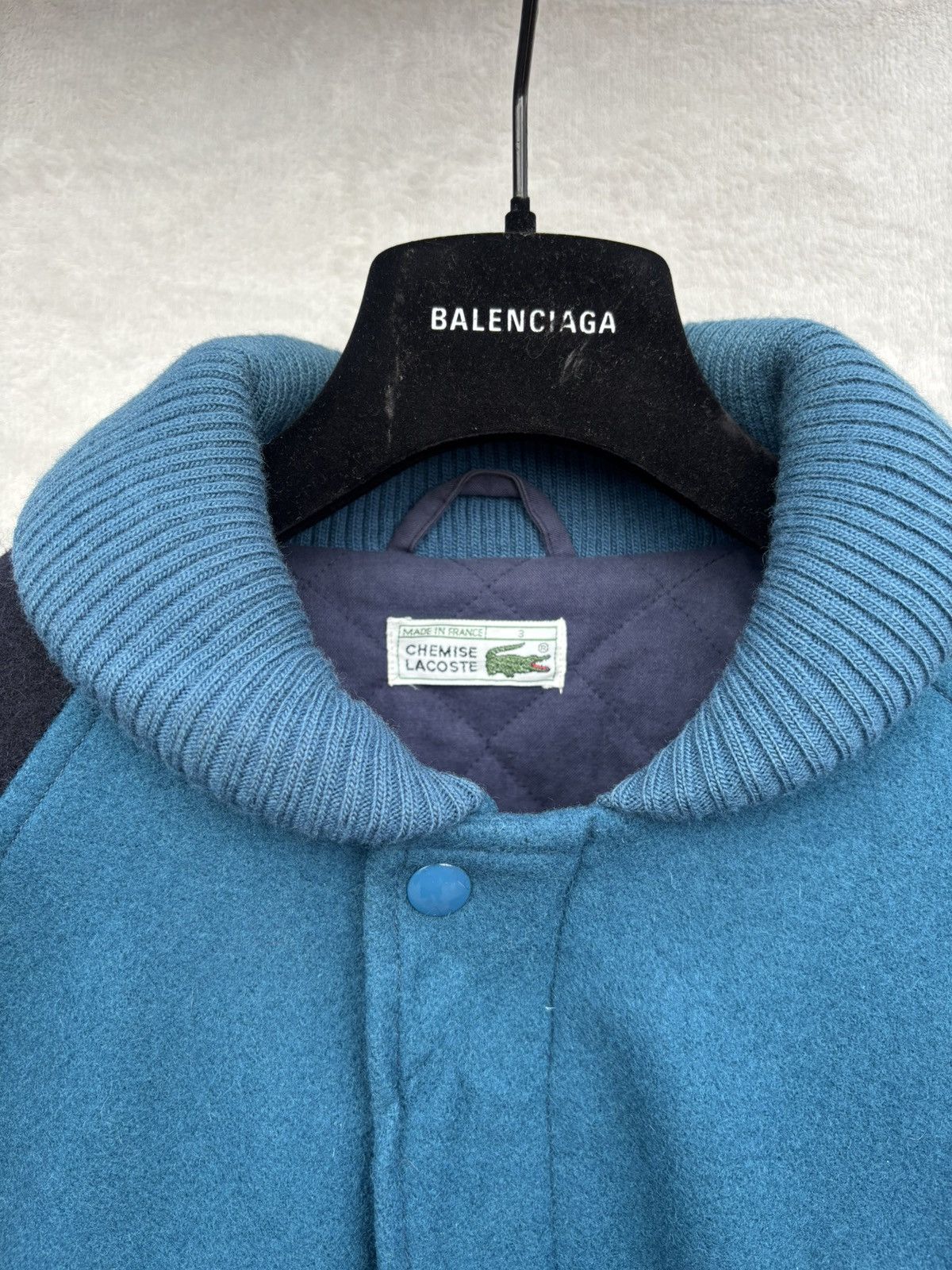 Lacoste 80s Lacoste Ribbed Shawl Collar Wool Bomber Jacket Size US L / EU 52-54 / 3 - 8 Thumbnail