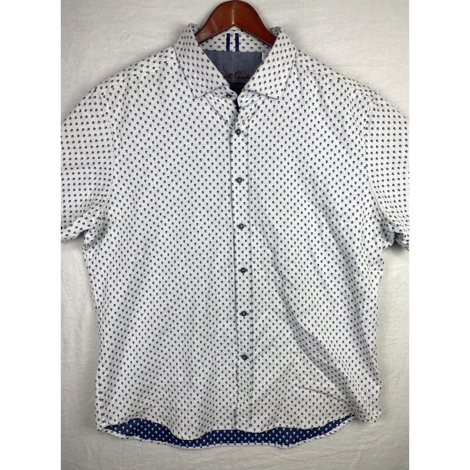 Robert Graham Robert Graham Shirt Mens 3XL Gray Skull Print Button-Down Tailored Fit Shirt Size US XXL / EU 58 / 5 - 2 Thumbnail