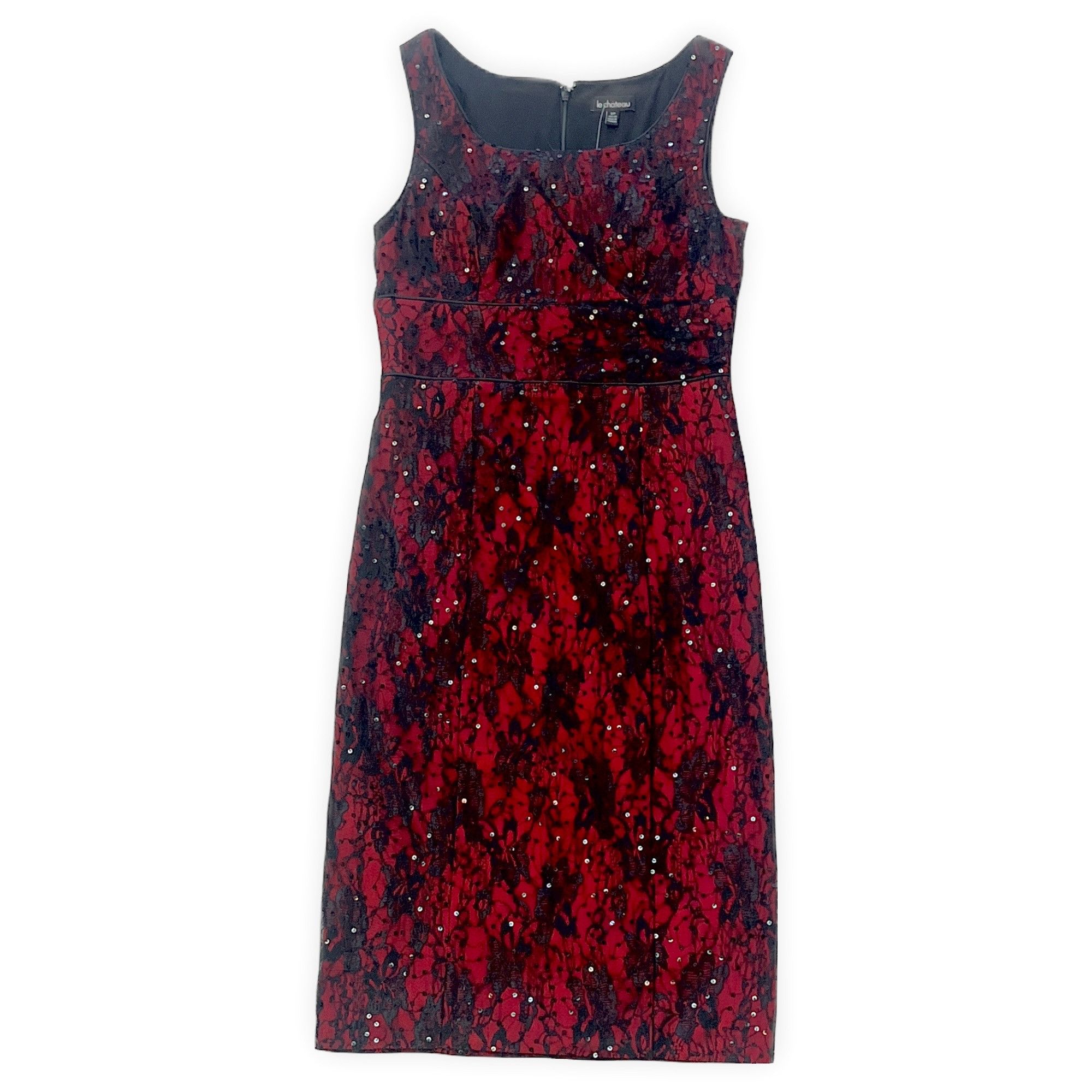 Le Chateau A | Red Black Lace Sequin Dress Size S / US 4 / IT 40 - 1 Thumbnail