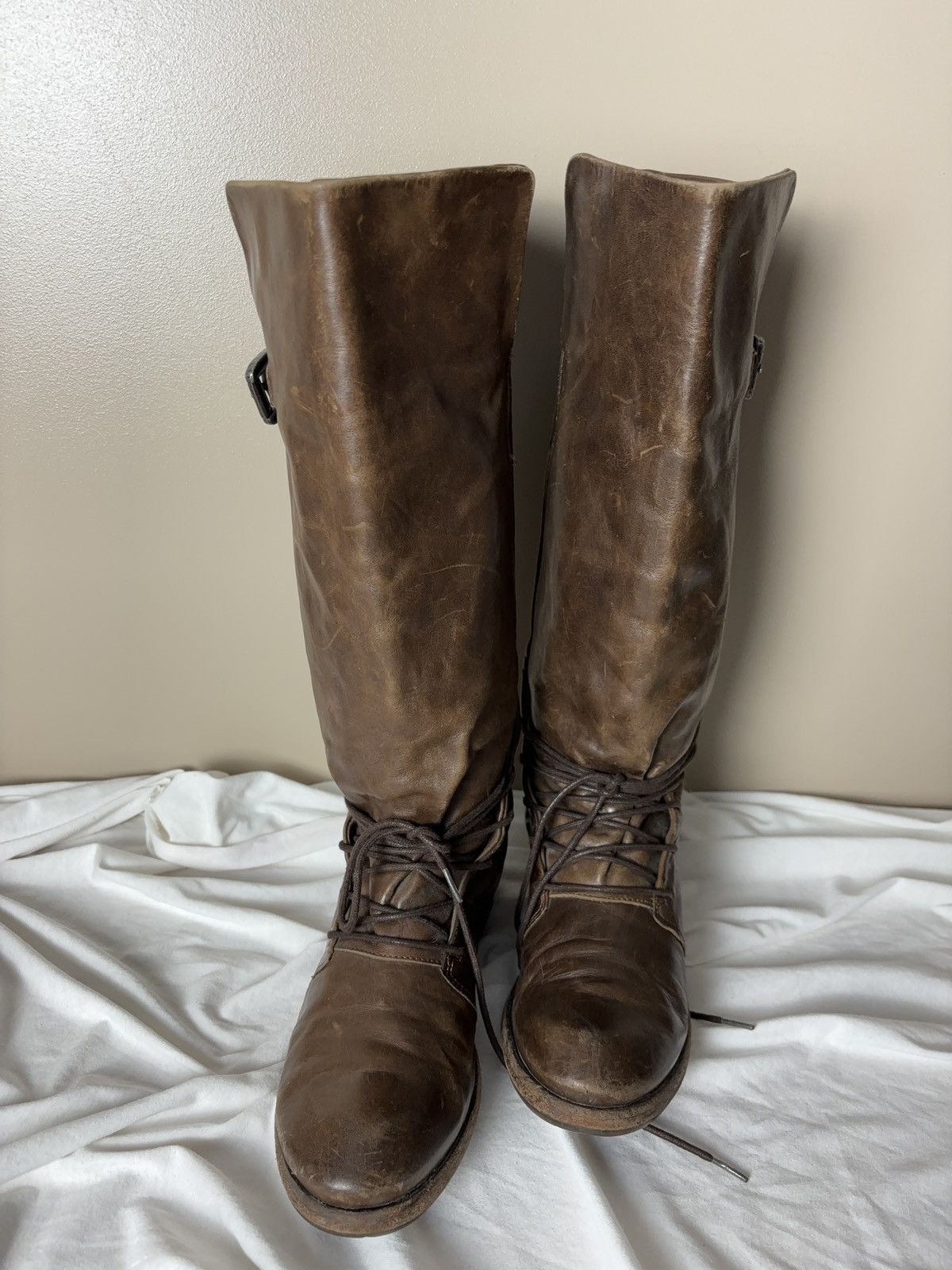 Leather LEATHER BONDAGE MOTO BOOTS LACE UP Size US 7 / IT 37 - 10 Thumbnail
