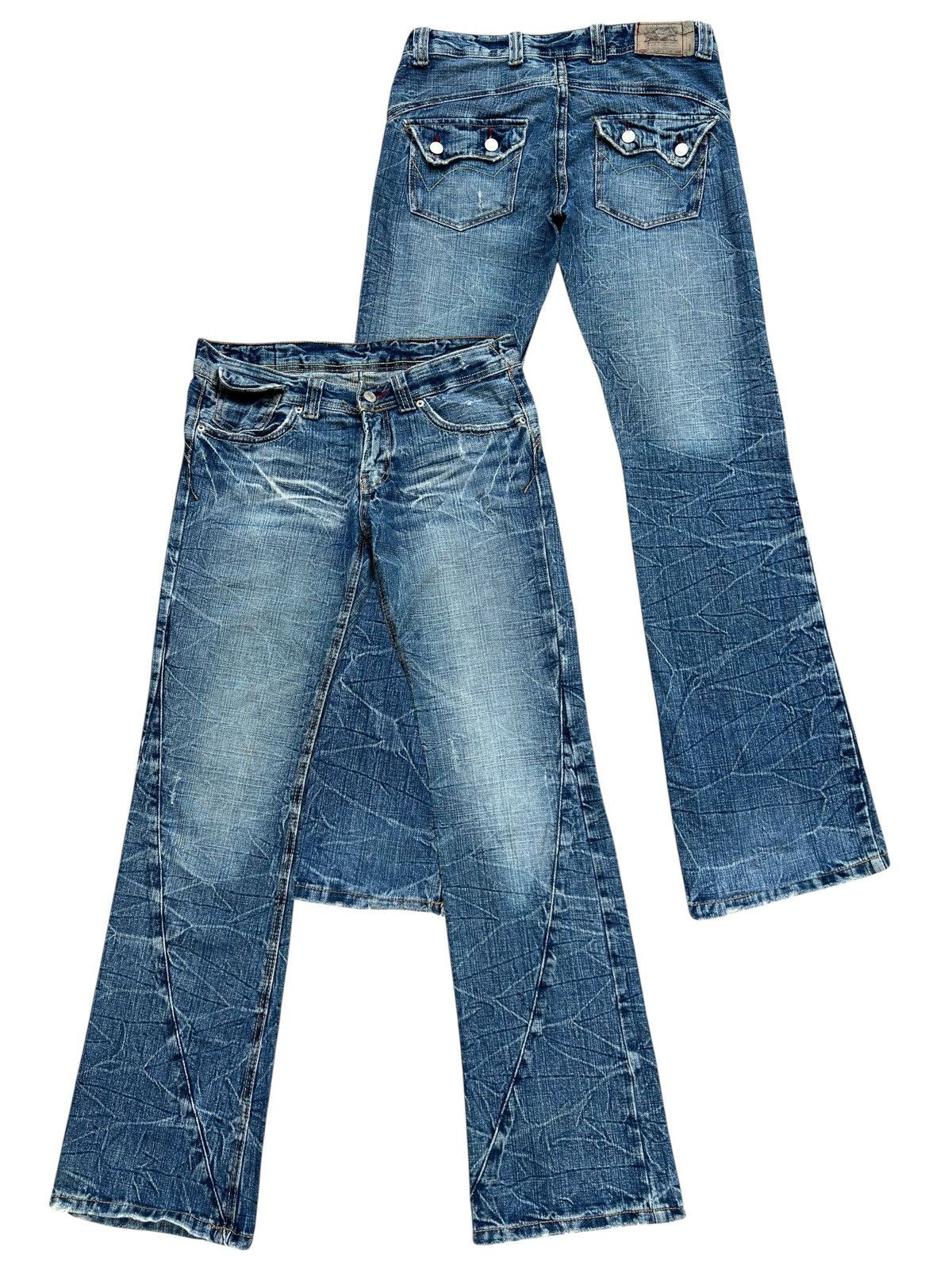 Aft Distressed Lowrise Flare Bootcut Denim Jeans 33x31