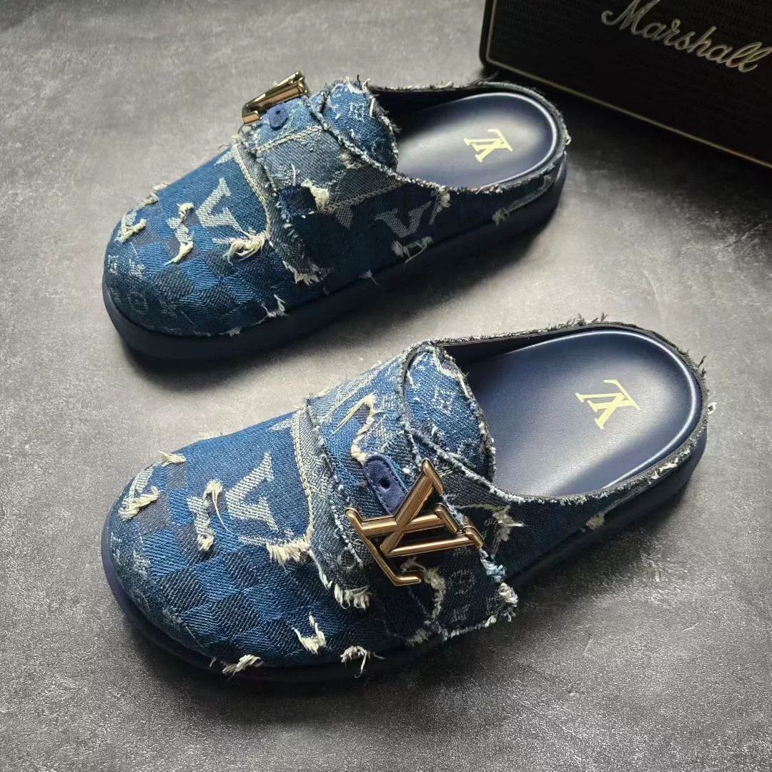 Louis Vuitton Louis Vuitton NIGO Easy Boro Denim Slippers Size US 7 / EU 40 - 1 Thumbnail