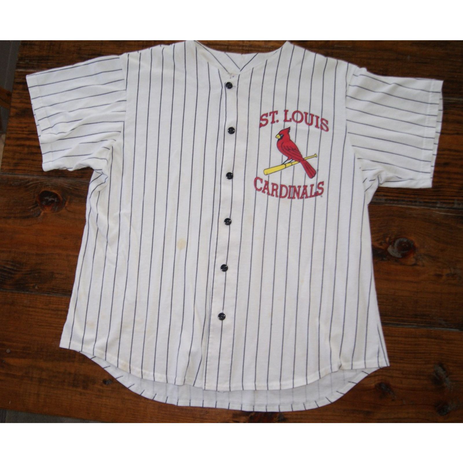 Bench Vtg St Louis Cardinals Pinstripe XL Button Up Jersey USA Size US XL / EU 56 / 4 - 2 Thumbnail