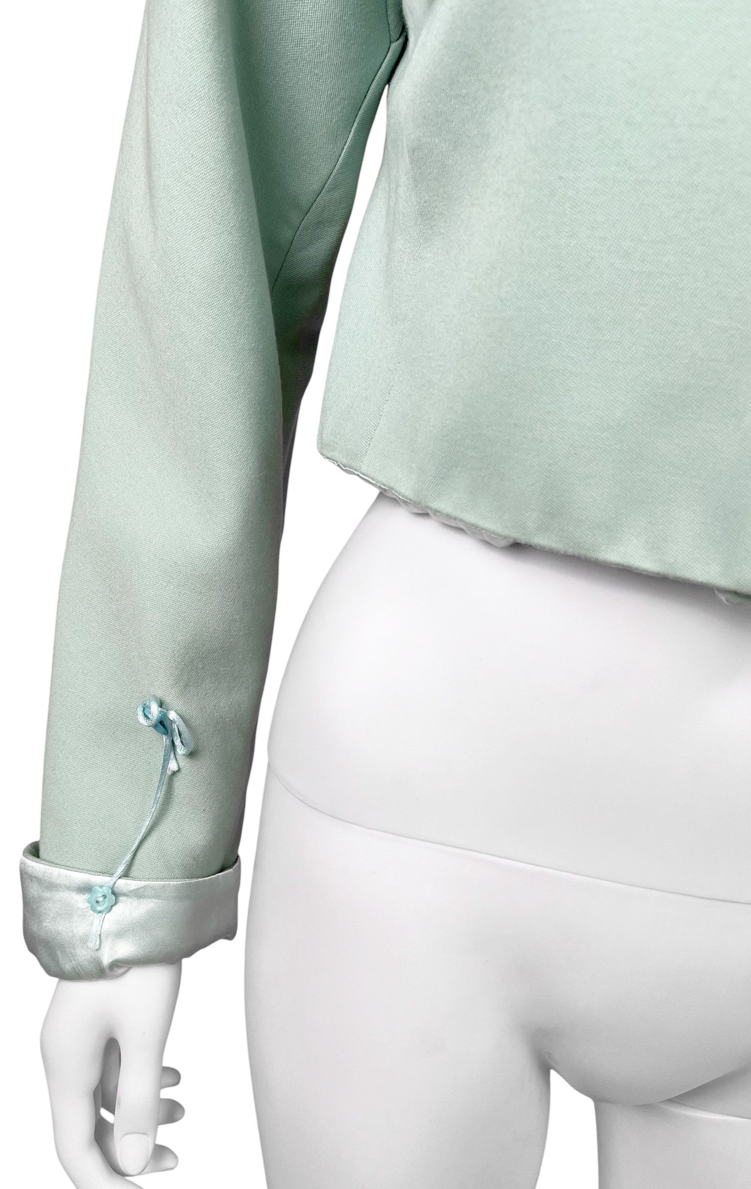 Versace by Gianni 1990's Cropped Aqua Green Blazer Size S / US 4 / IT 40 - 6 Thumbnail
