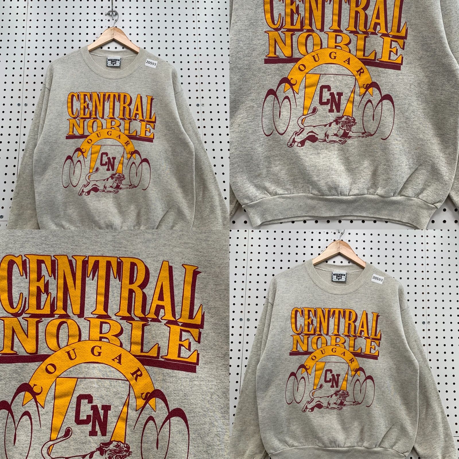 Lee VINTAGE Lee Shirt Mens Medium Gray Central Noble Cougars Crewneck Sweatshirt Size US M / EU 48-50 / 2 - 8 Thumbnail