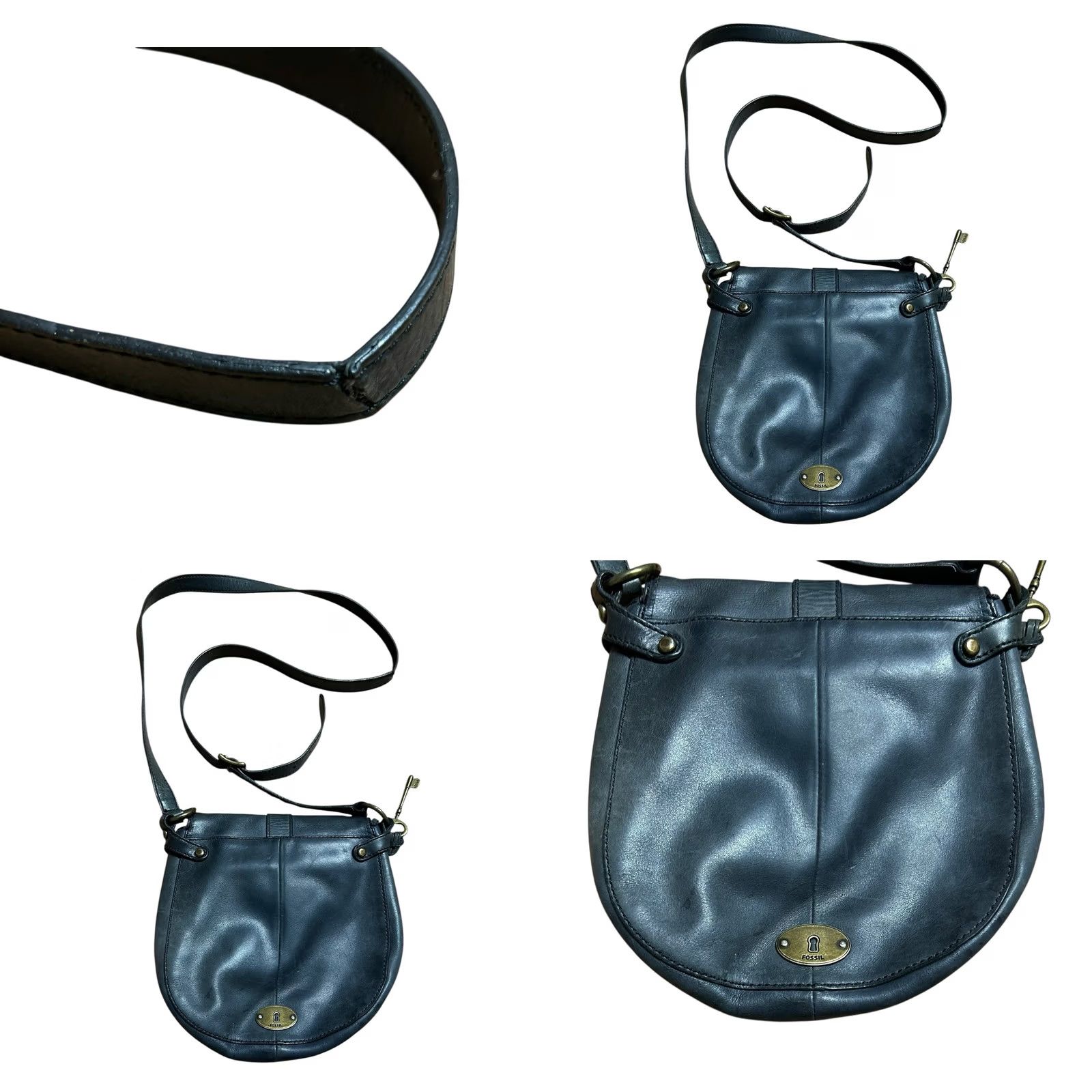 Fossil FOSSIL KEY Grey Leather Satchel Crossbody Purse Shoulder HandBag Women's Read Bag Sydney Vintage No Strap Tear Read More Details Size ONE SIZE - 9 Thumbnail