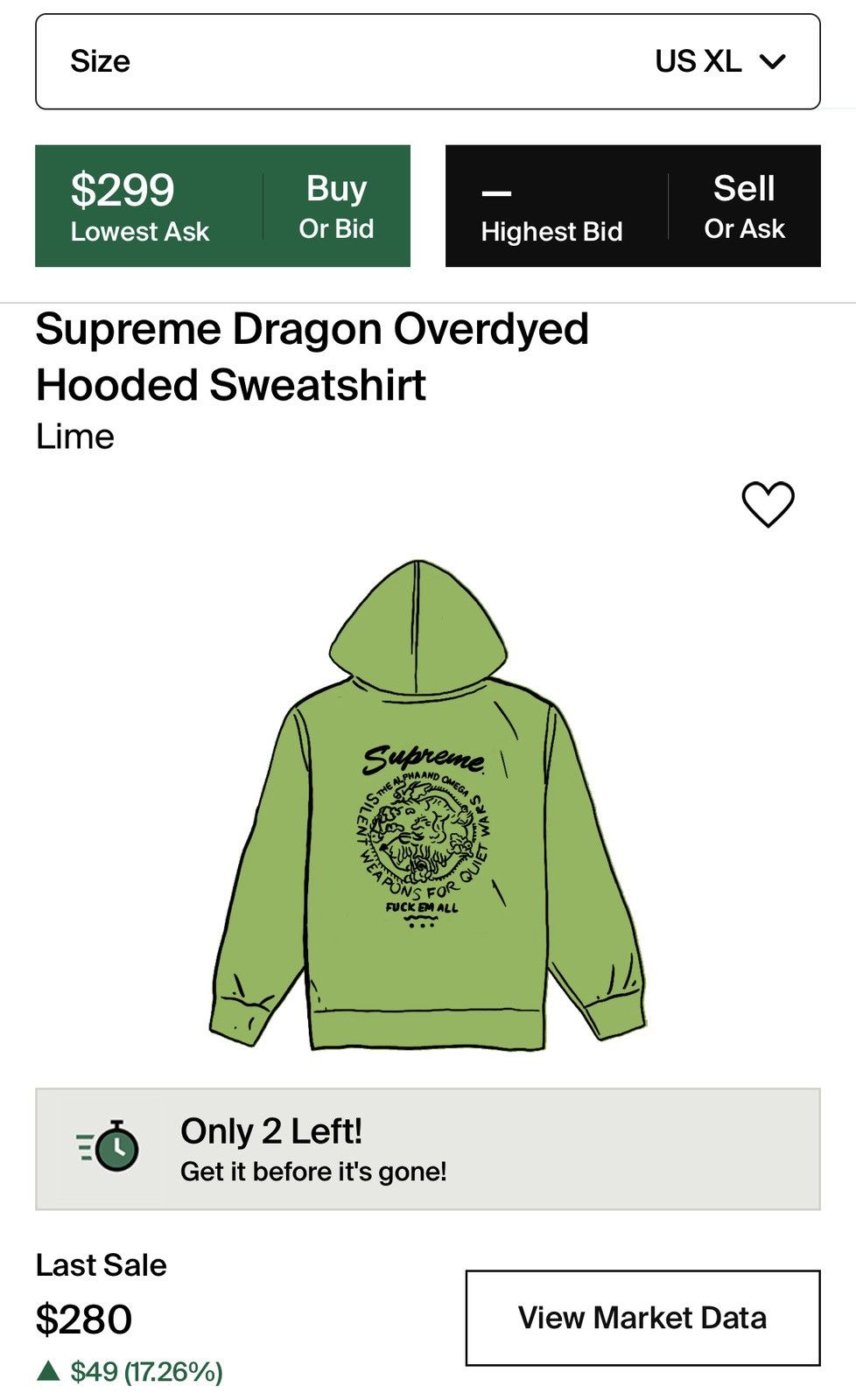 Supreme Supreme Overdyed Dragon Hooded Sweatshirt Green Medium 
