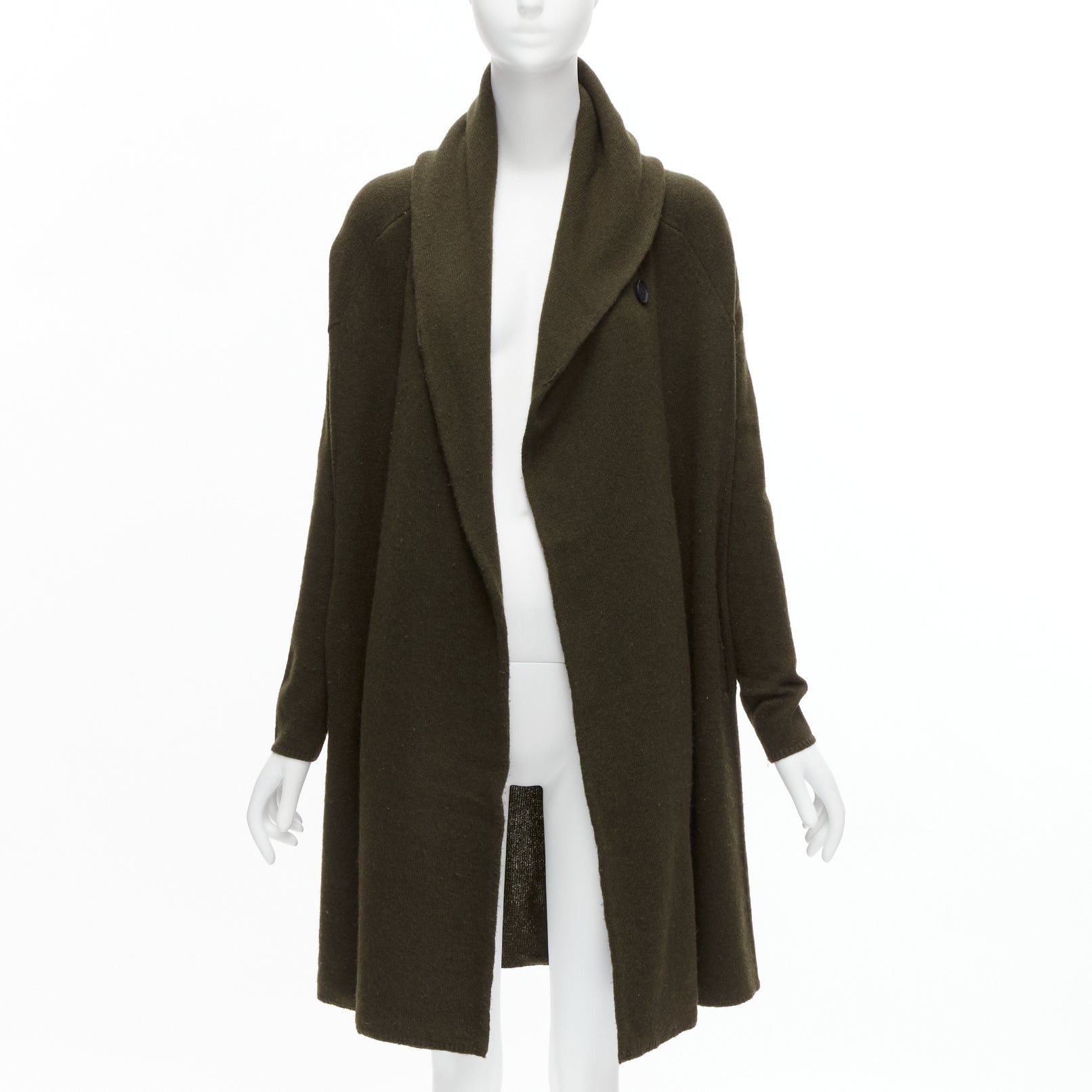 Vince VINCE army green yak wool shawl neck single button wrap cardigan coat XXS Size XS / US 0-2 / IT 36-38 - 1 Thumbnail