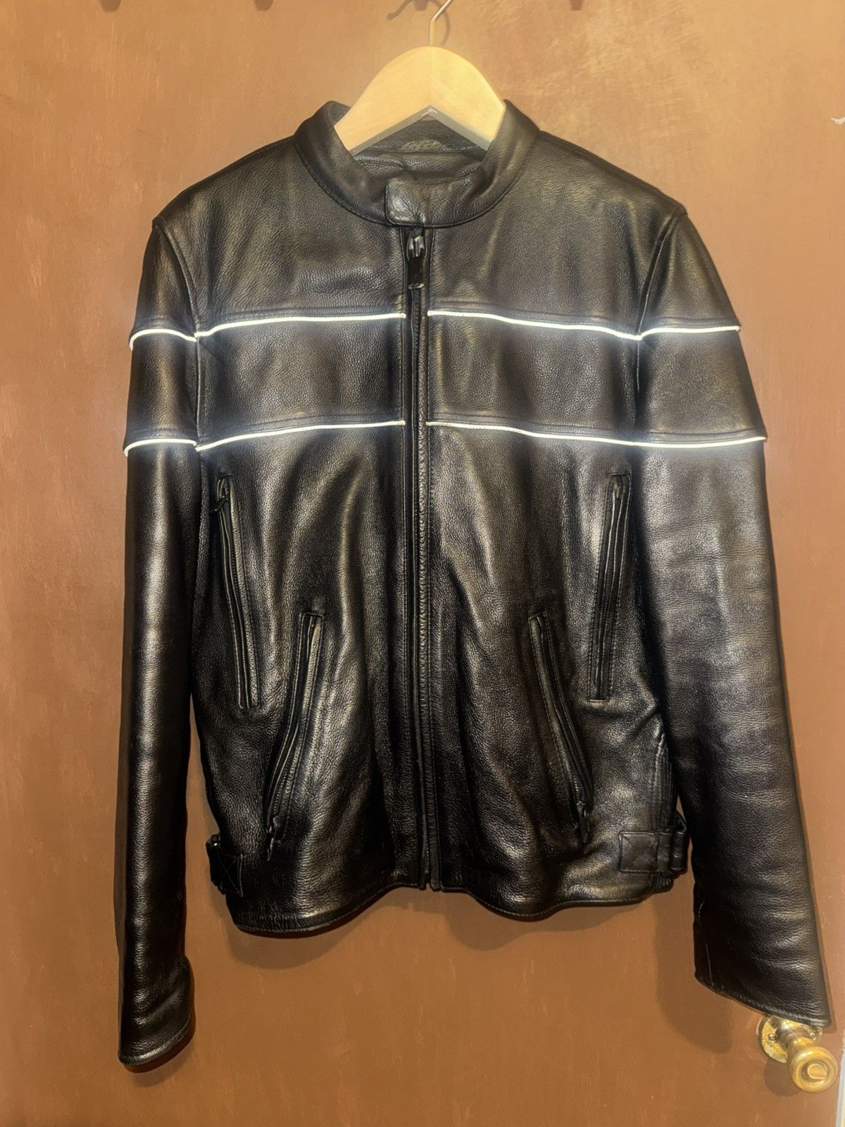 Other Top Gun Black Leather Motorcycle Zip Up Jacket Size US L / EU 52-54 / 3 - 1 Thumbnail