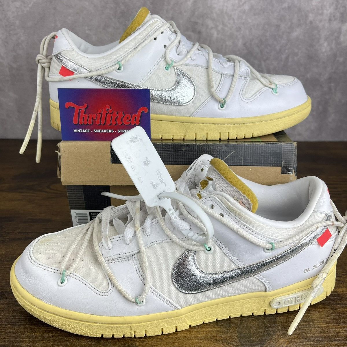 Nike × Off-White Nike Dunk Low x Off-White Lot 01 of 50 DM1602-127 White Rare Size US 9.5 / EU 42-43 - 1 Thumbnail