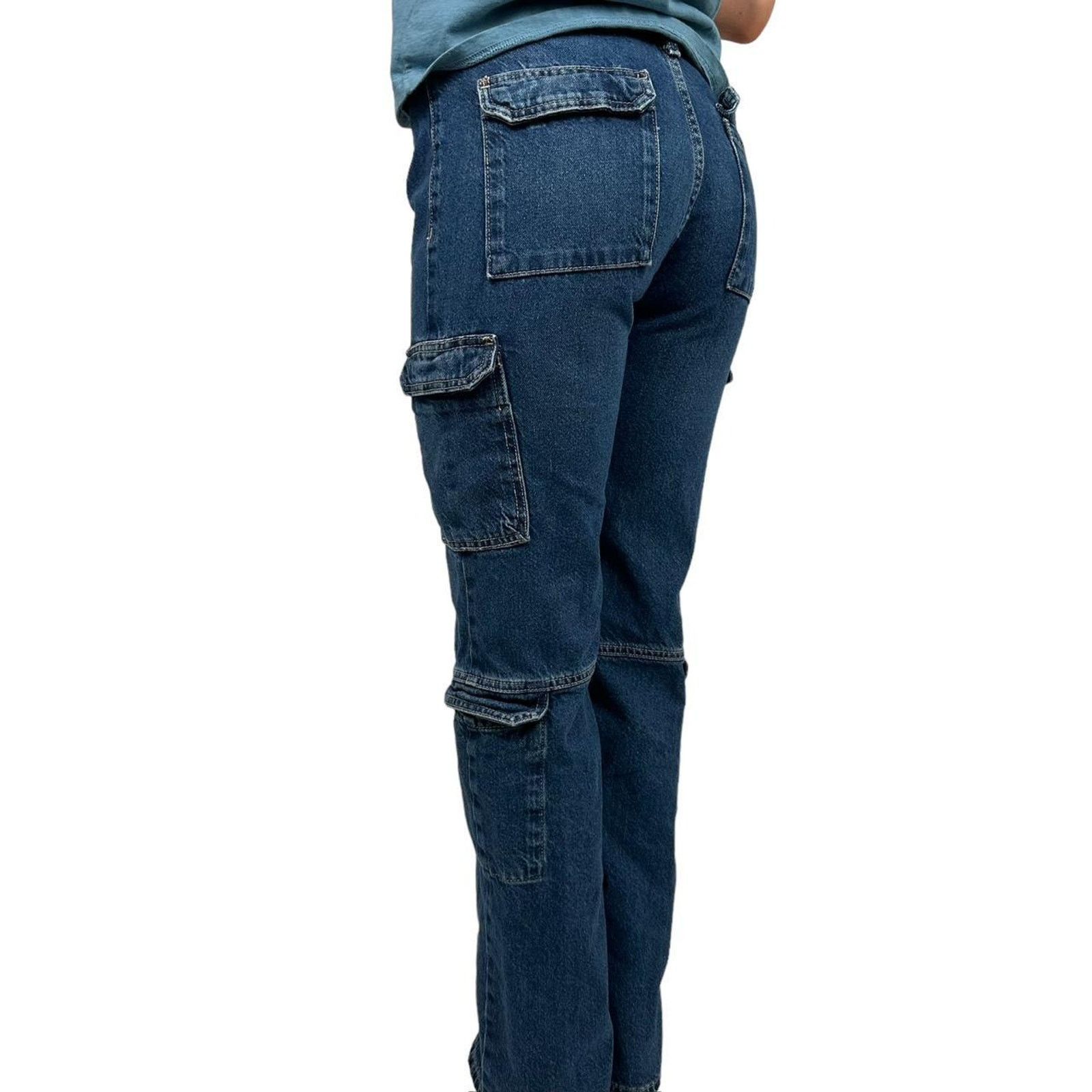 Zara Womens double cargo denim jeans Size 28" / US 6 / IT 42 - 1 Thumbnail
