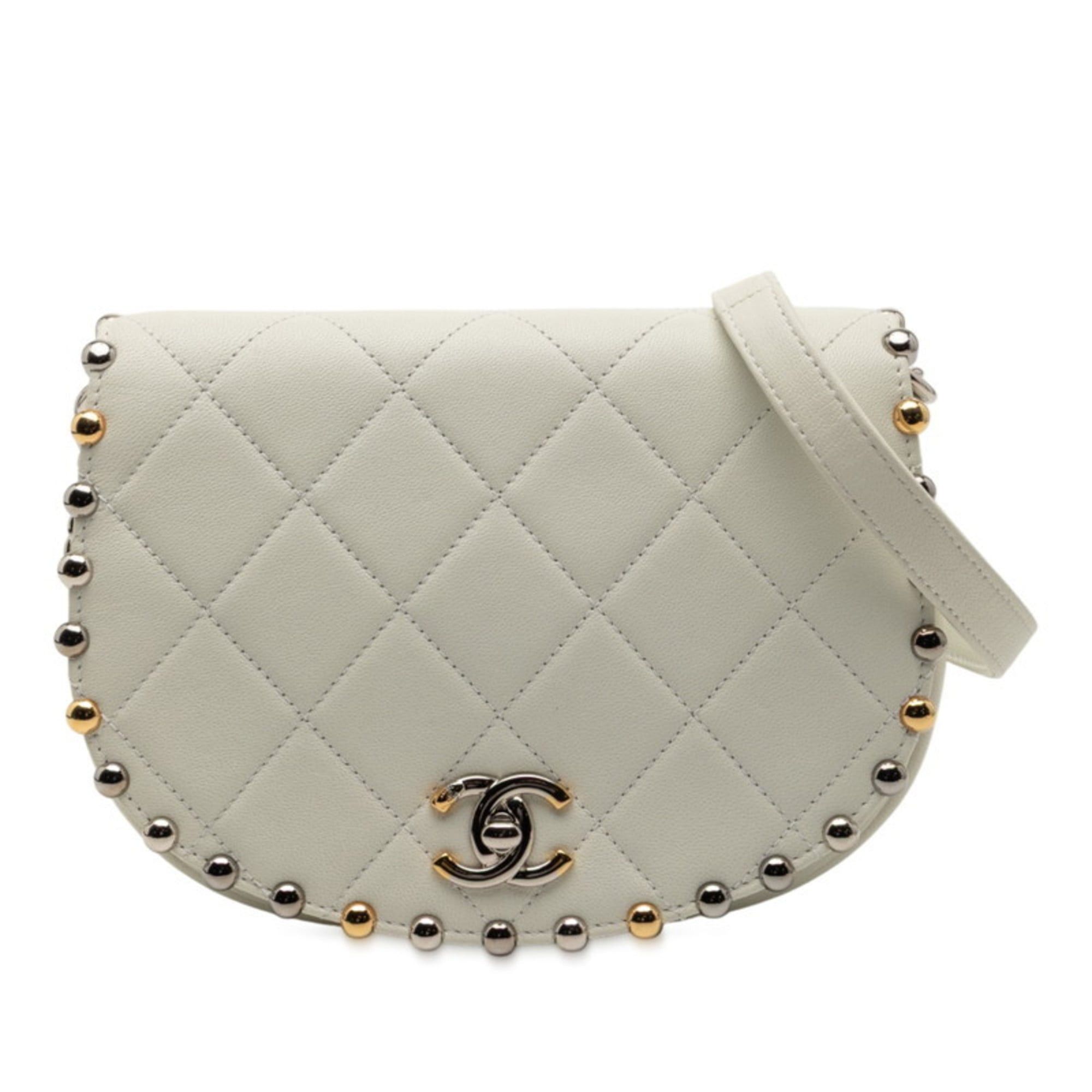 Chanel CHANEL Matelasse Coco Mark Crossbody Chain Shoulder Bag in White Leather for Women Size ONE SIZE - 1 Thumbnail