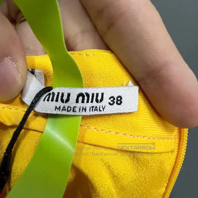 Miu Miu Miu Miu Summer Yellow Cotton Midi Dress . Size XS / US 0-2 / IT 36-38 - 4 Thumbnail