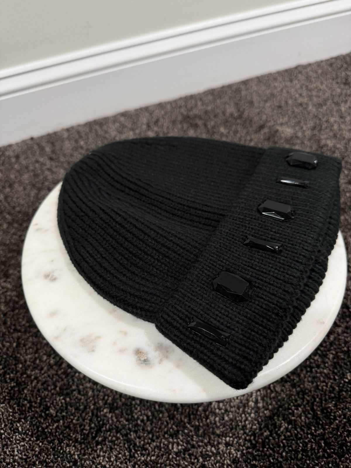 PRVT LBL Black Ribbed Rhinestone Gem Fashion Beanie Buy Ladie Rhinestone Beanie | Johnny Was main image 4