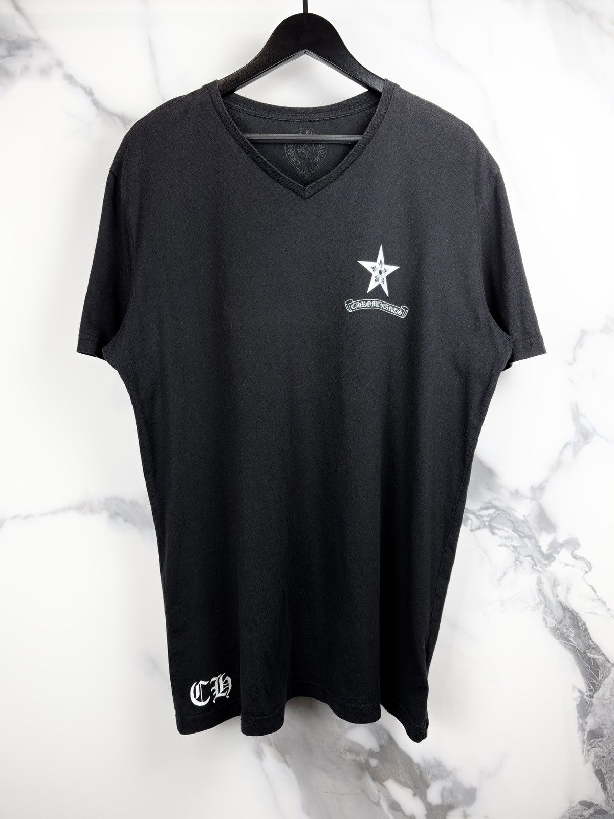 Chrome Hearts Chrome Hearts Shuriken Ninja Star Scroll Logo V Neck Tshirt Size US XL / EU 56 / 4 - 2 Thumbnail