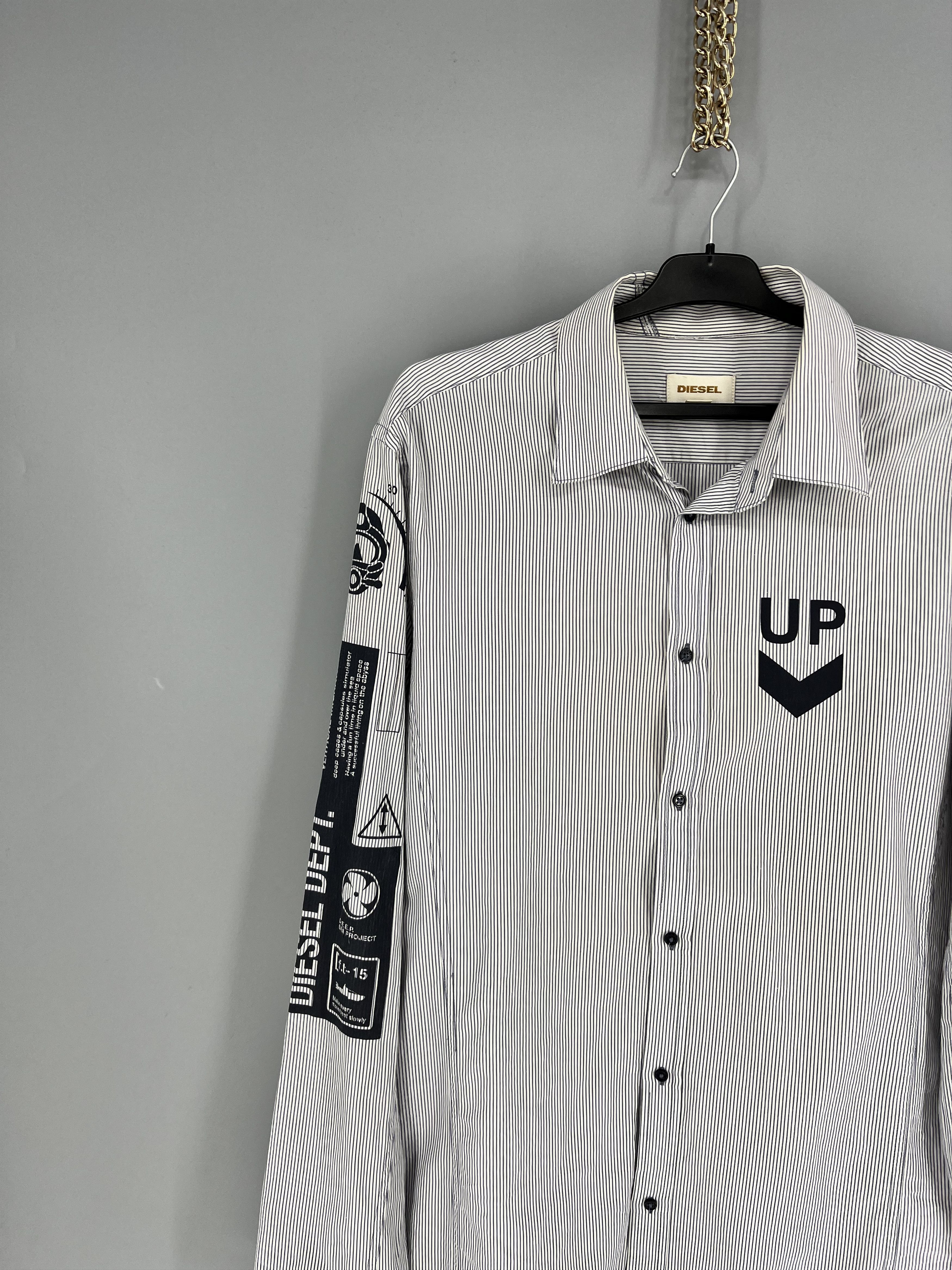 Diesel RARE Diesel DEPT. LIQUID SPACE Striped Button UpShirt SZ XXL Size US XXL / EU 58 / 5 - 4 Thumbnail
