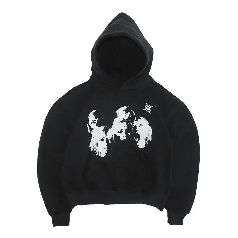 image of Vintage Gothic Harajuku Printed Hoodie Sweatshirt Y2K in Black, Men's (Size Large)