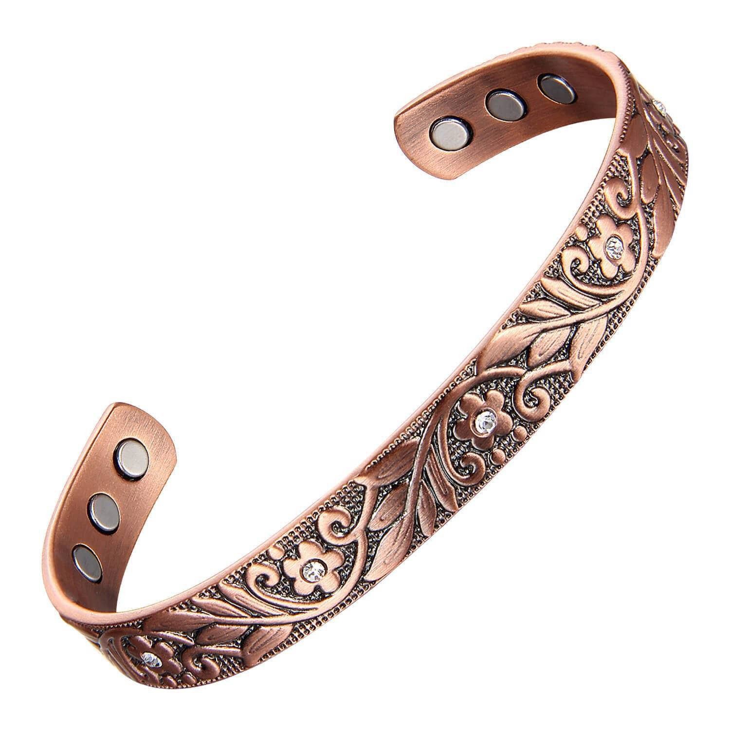 Other Boho Copper Floral Cuff Bangle Bracelet, Arthritis Relief, G Size ONE SIZE - 7 Thumbnail