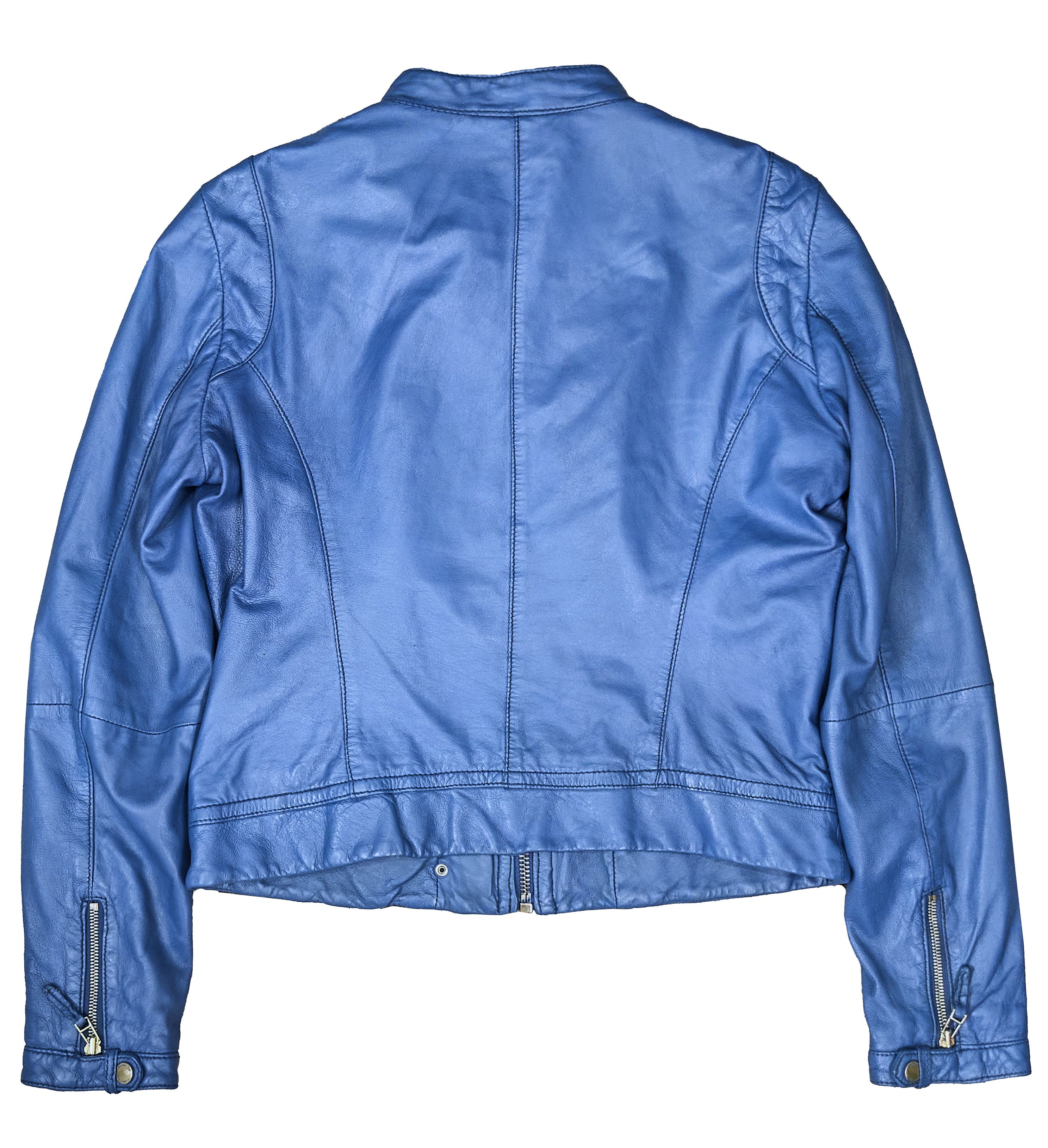 Massimo Dutti Massimo Dutti women's blue leather jacket Size L / US 10 / IT 46 - 3 Thumbnail