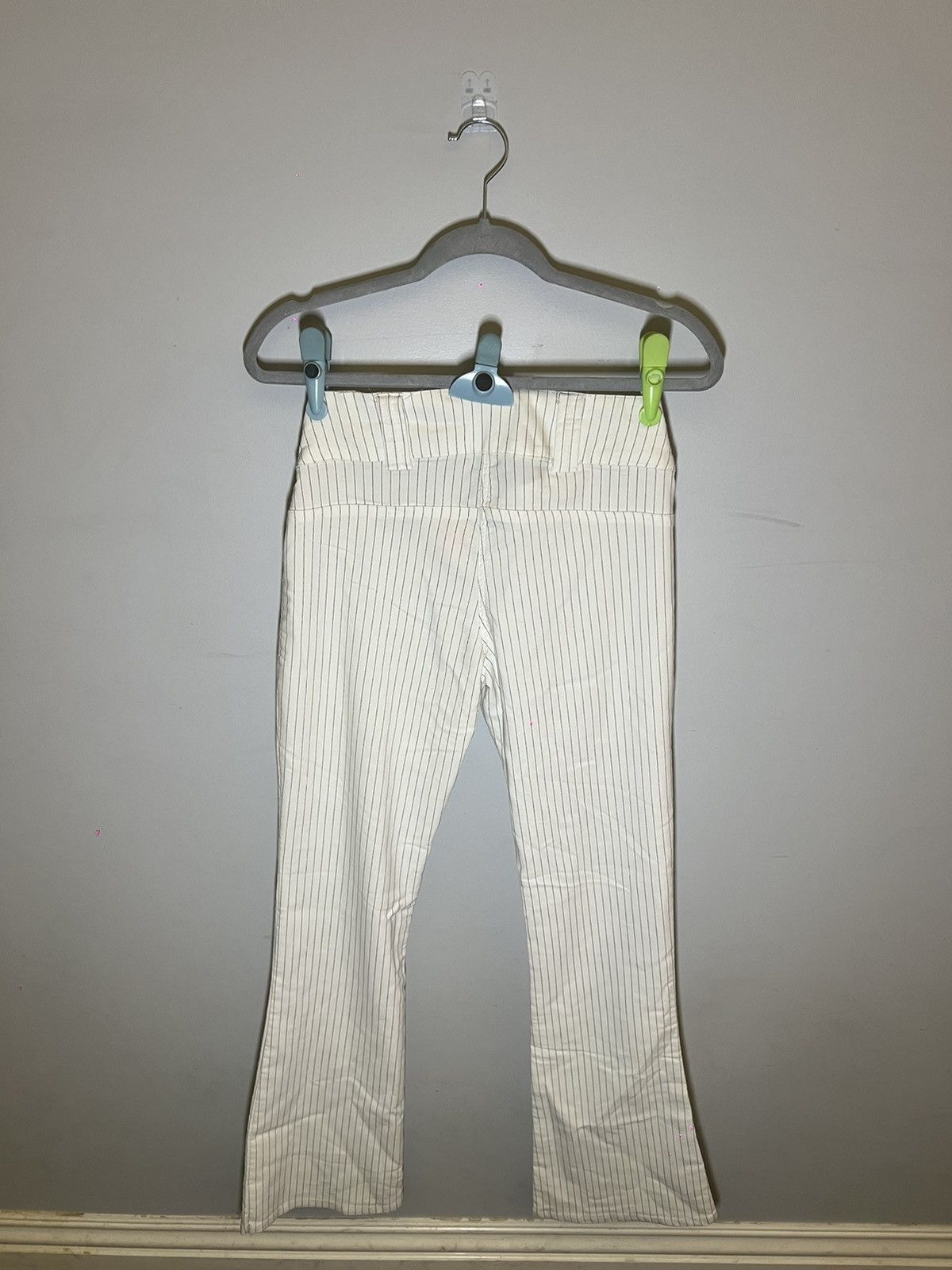 Vintage Wet Seal White Pinstripe Pants Size 32" / US 10 / IT 46 - 2 Thumbnail