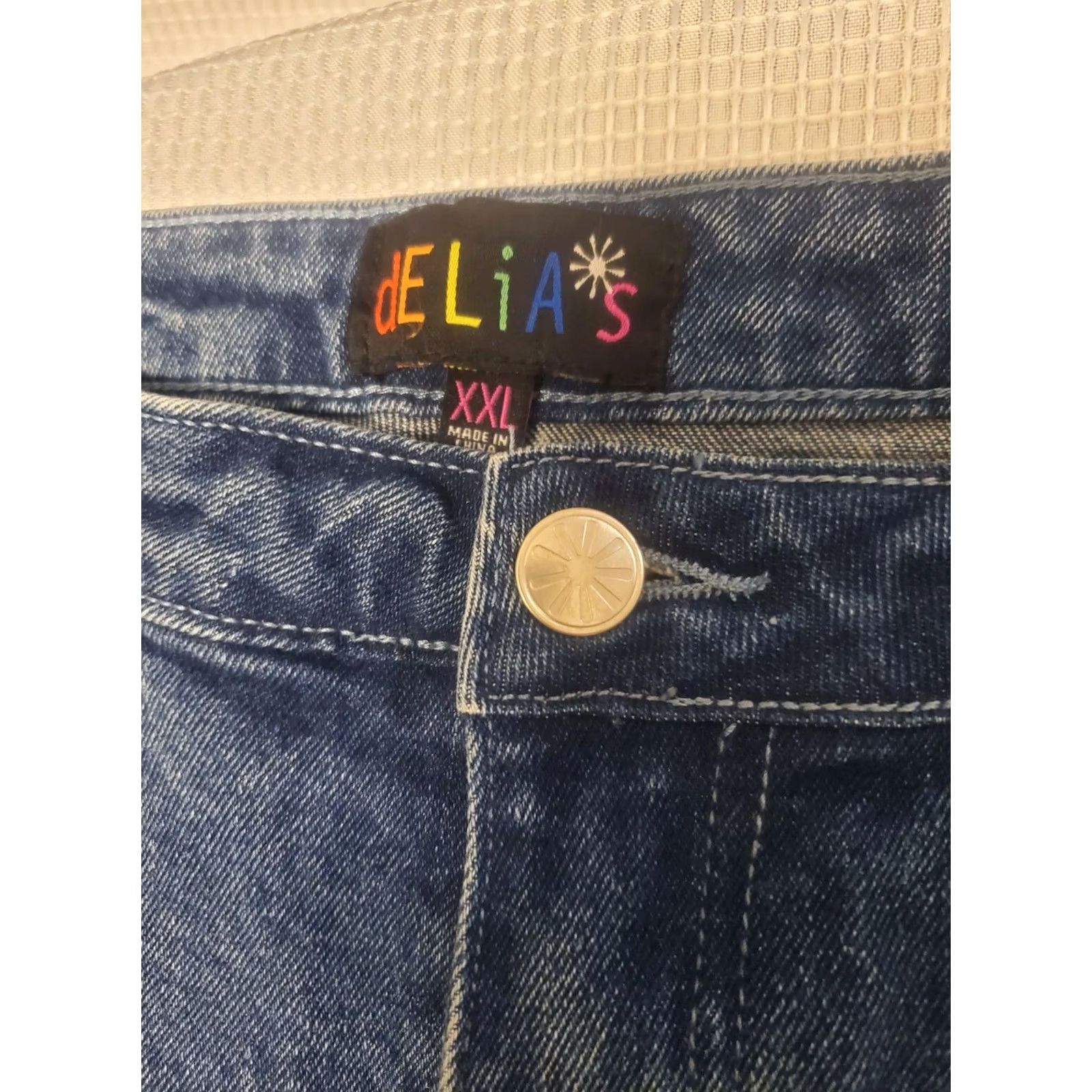 Dolls Kill VINTAGE Delia's By Dolls Kill Tall Bell Bottom High Rise Jeans XXL Blue Distressed Hippie 1990s Size 40" / US 18 - 6 Thumbnail