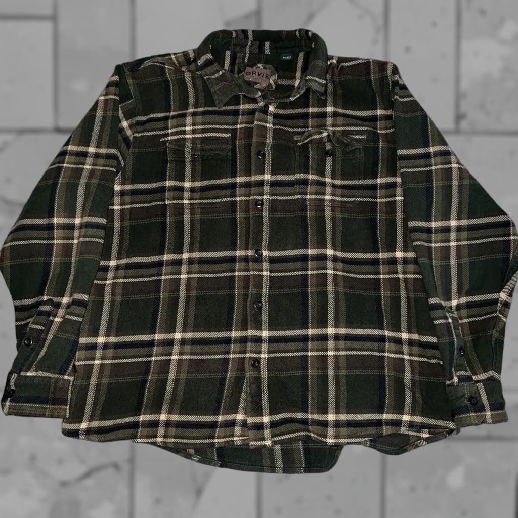 Orvis Orvis Shirt Men 2XL Flannel Green Plaid Long Sleeve Button-Up Mens XXL Size US XXL / EU 58 / 5 - 1 Thumbnail
