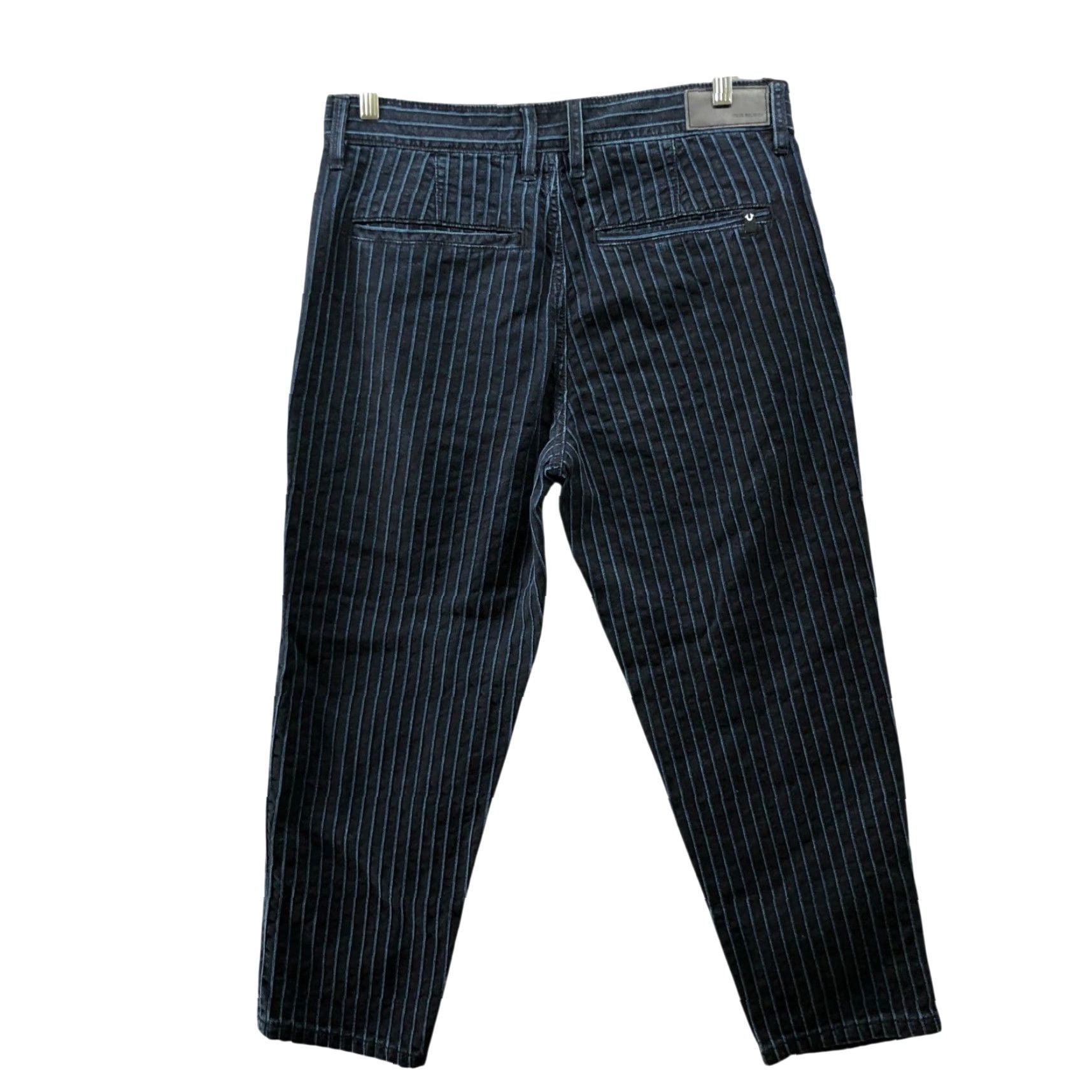 True Religion True Religion Devin Cropped Jeans Mens 32 Blue Striped Dark Wash Denim 5-Pocket Design Sneakers? (No) Size US 32 / EU 48 - 2 Thumbnail