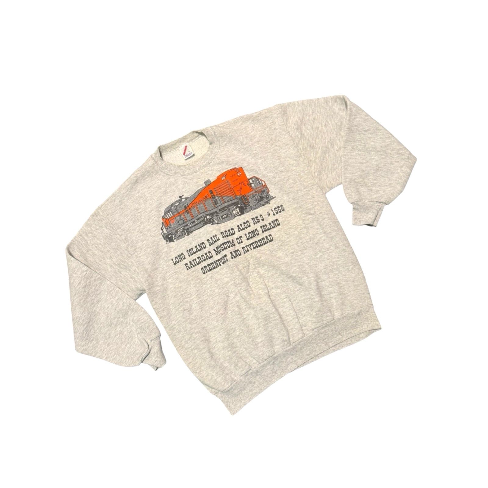 Jerzees VINTAGE Long Island Railroad (LIRR) ALCO RS-3 #1556 GRAY Sweatshirt L Navy Jersey Jerzees Unisex Adults Crew Neck Pullover Graphic Print Train 90s USA Size US L / EU 52-54 / 3 - 3 Thumbnail