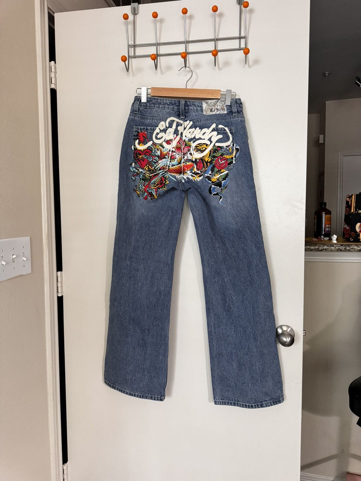 Ed Hardy ED HARDY Y2K VINTAGE WOMENS BLUE JEANS Size 26" / US 2 / IT 38 - 2 Thumbnail