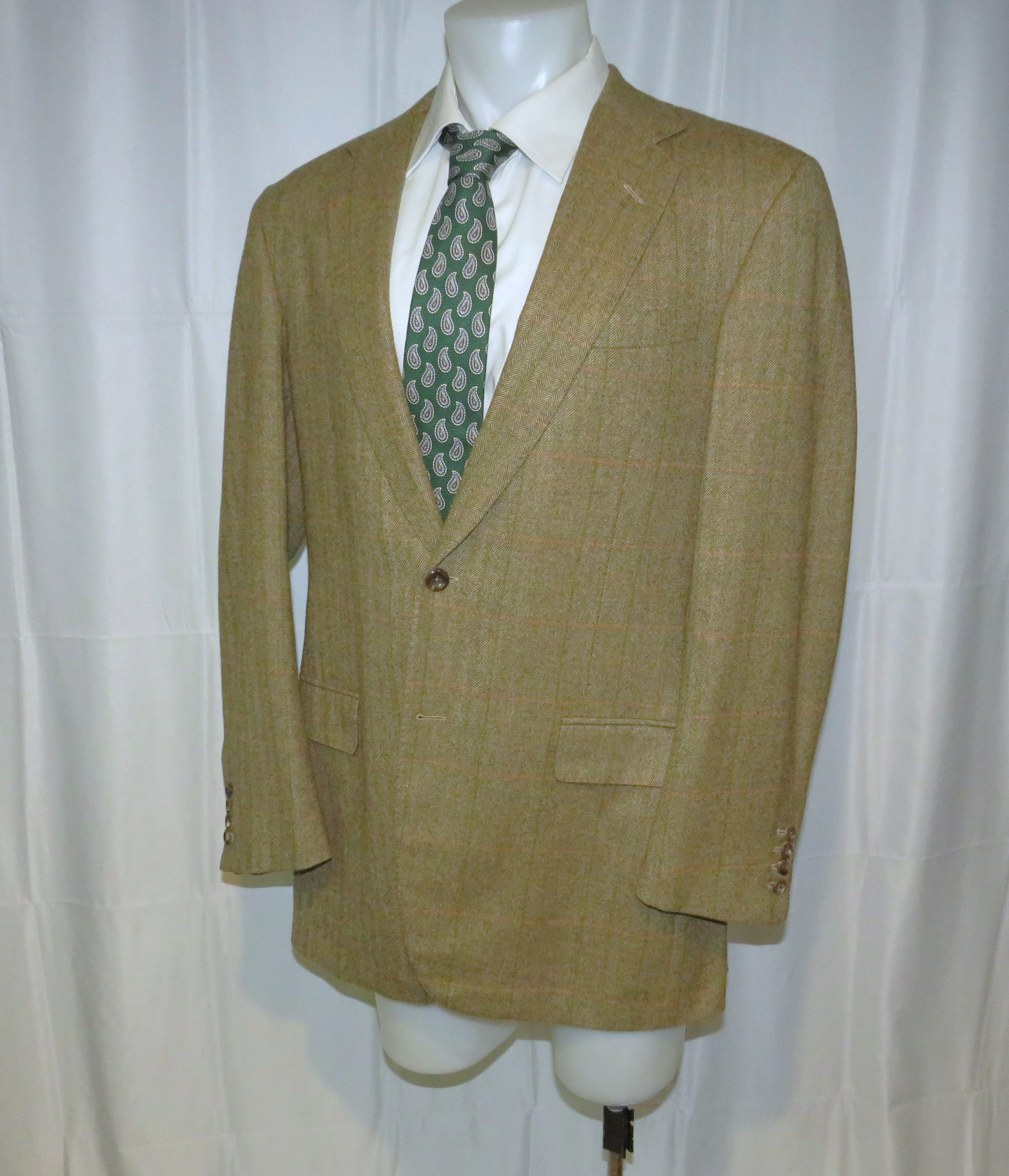 Oxxford Clothes Highest Quality Light Brown HBONE Cashmere Blend Blazer 42L Size 42L - 7 Thumbnail