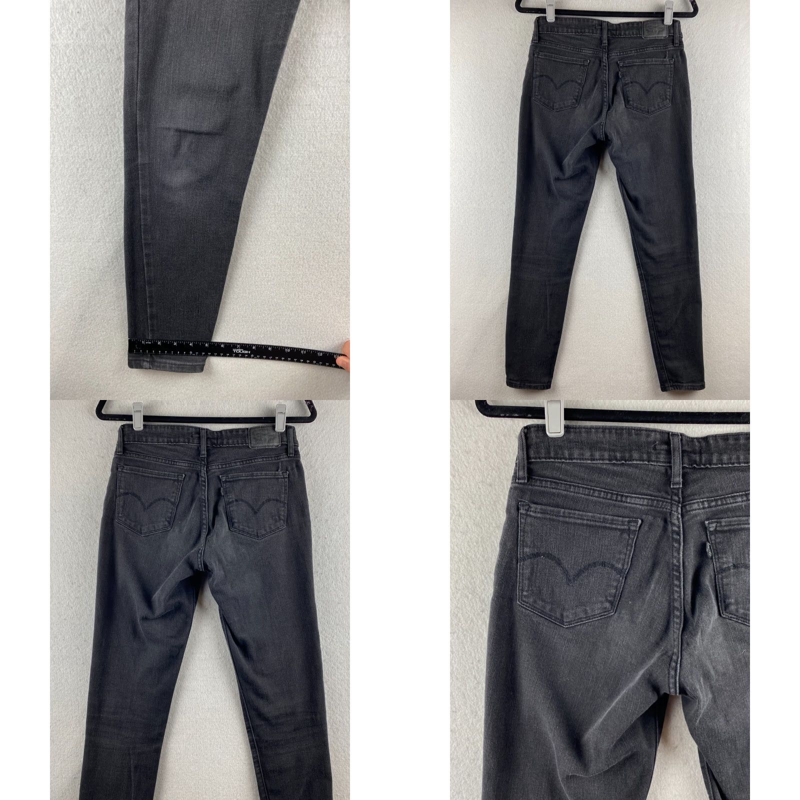Levi's Levis 711 Skinny Jeans Womens 28 X 30 Black Mid Rise Stretch Denim Dark Wash Size 28" / US 6 / IT 42 - 9 Thumbnail