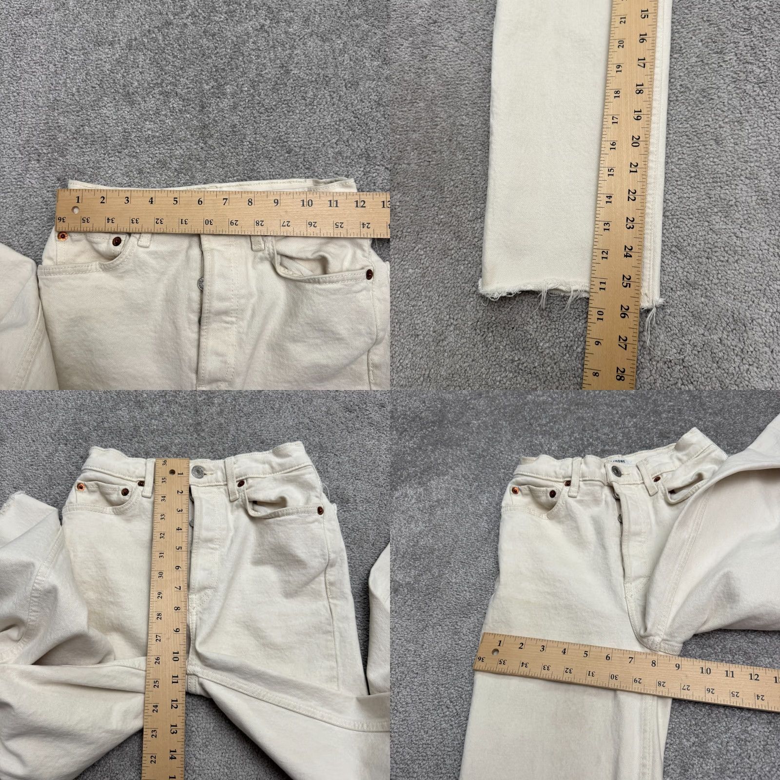 RE/DONE RE/DONE 70s Stove Pipe High Rise Button Fly Denim Jeans Womens 26 Beige Stretch Size 26" / US 2 / IT 38 - 10 Thumbnail