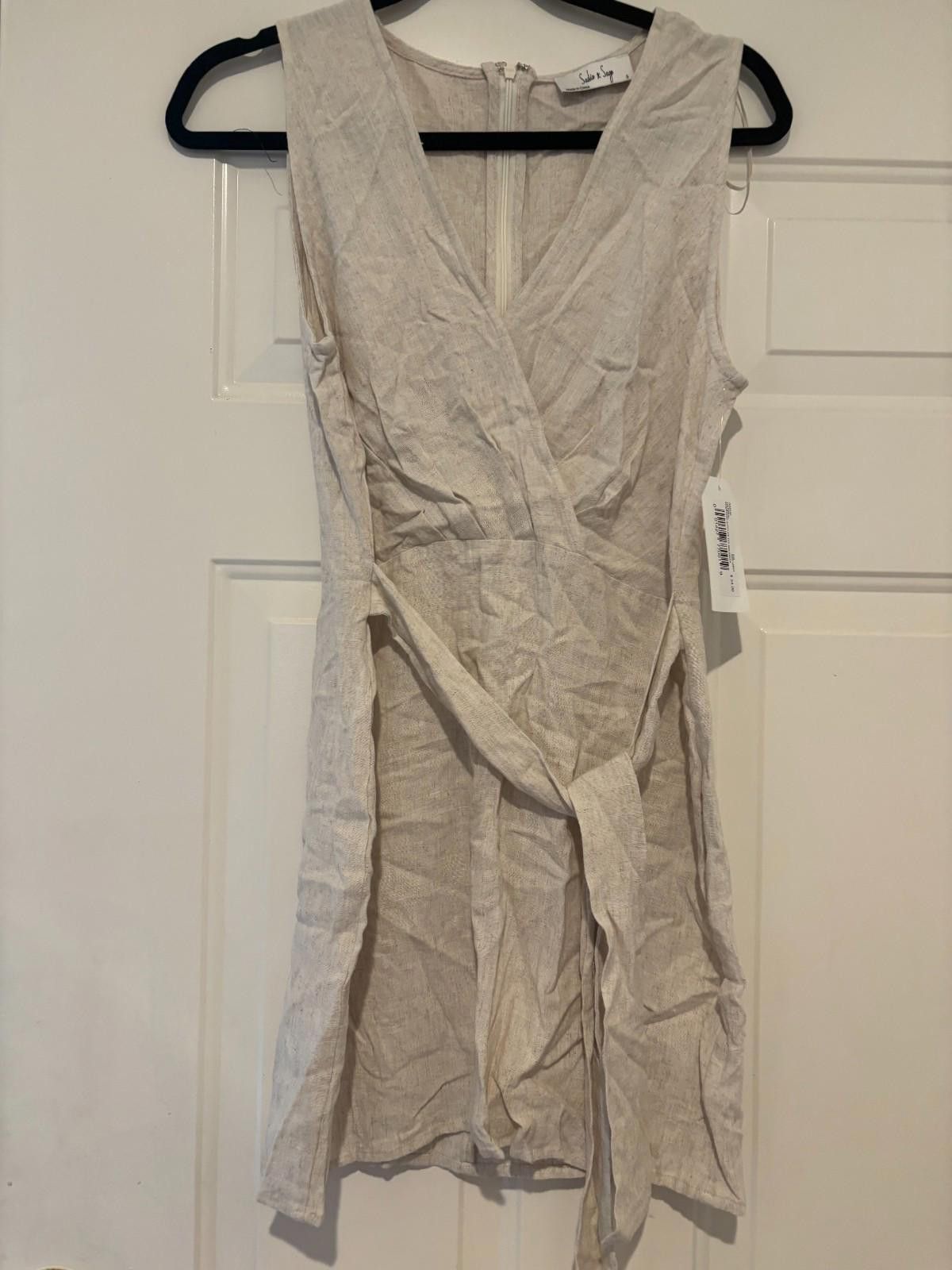 Sage Womens Sadie and Sage beige cotton dress sz S NWTags #192 Size S / US 4 / IT 40 - 1 Thumbnail