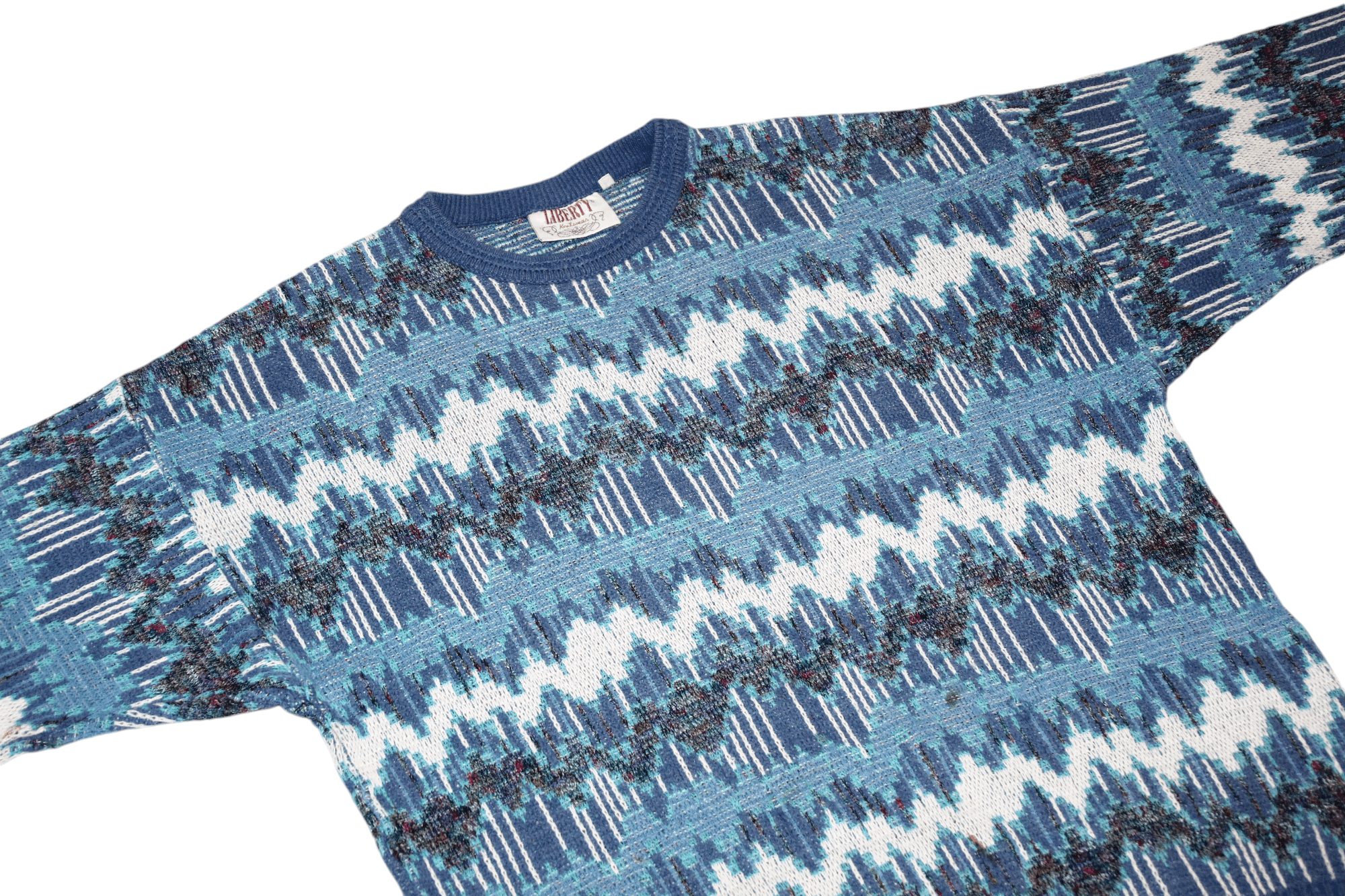 Liberty 80's Liberty Intarsia Cotton Blend Knit Sweater Size US XL / EU 56 / 4 - 4 Thumbnail