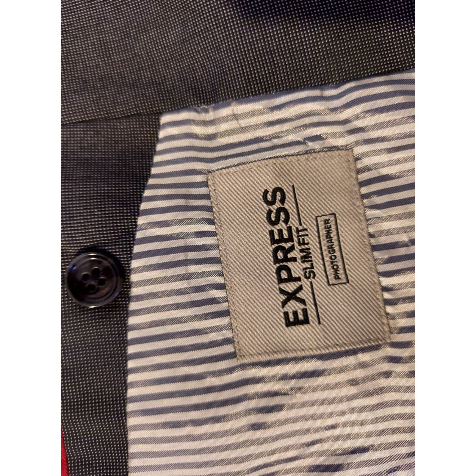 Express Mens Express Blazer Jacket 38R Slim Navy Cotton Blue Solid Notch Lapel Regular Single-Breasted 2 Button Office Formal Coat/ jacket Size 38R - 7 Thumbnail